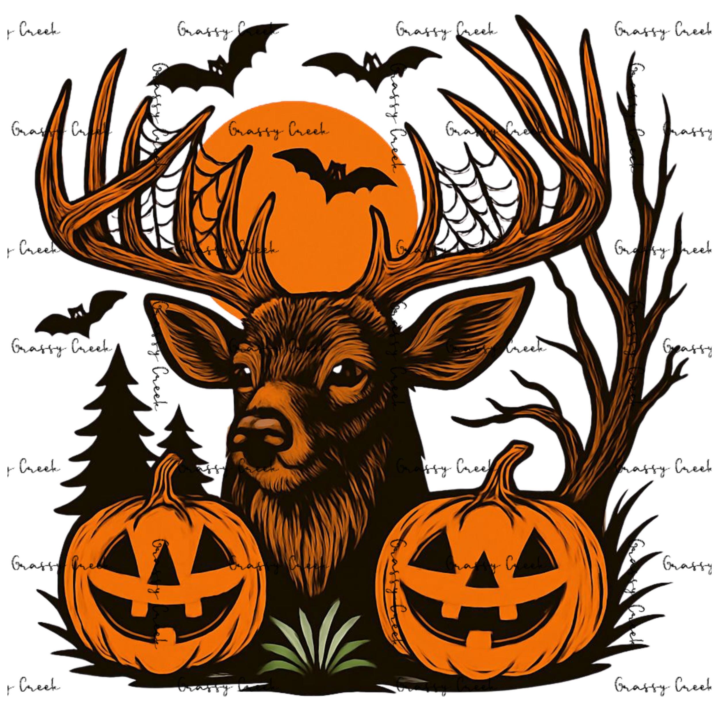 Spooky Deer Halloween– Pumpkins, Bats & Antlers PNG File - Digital Download - Thumbnail 2