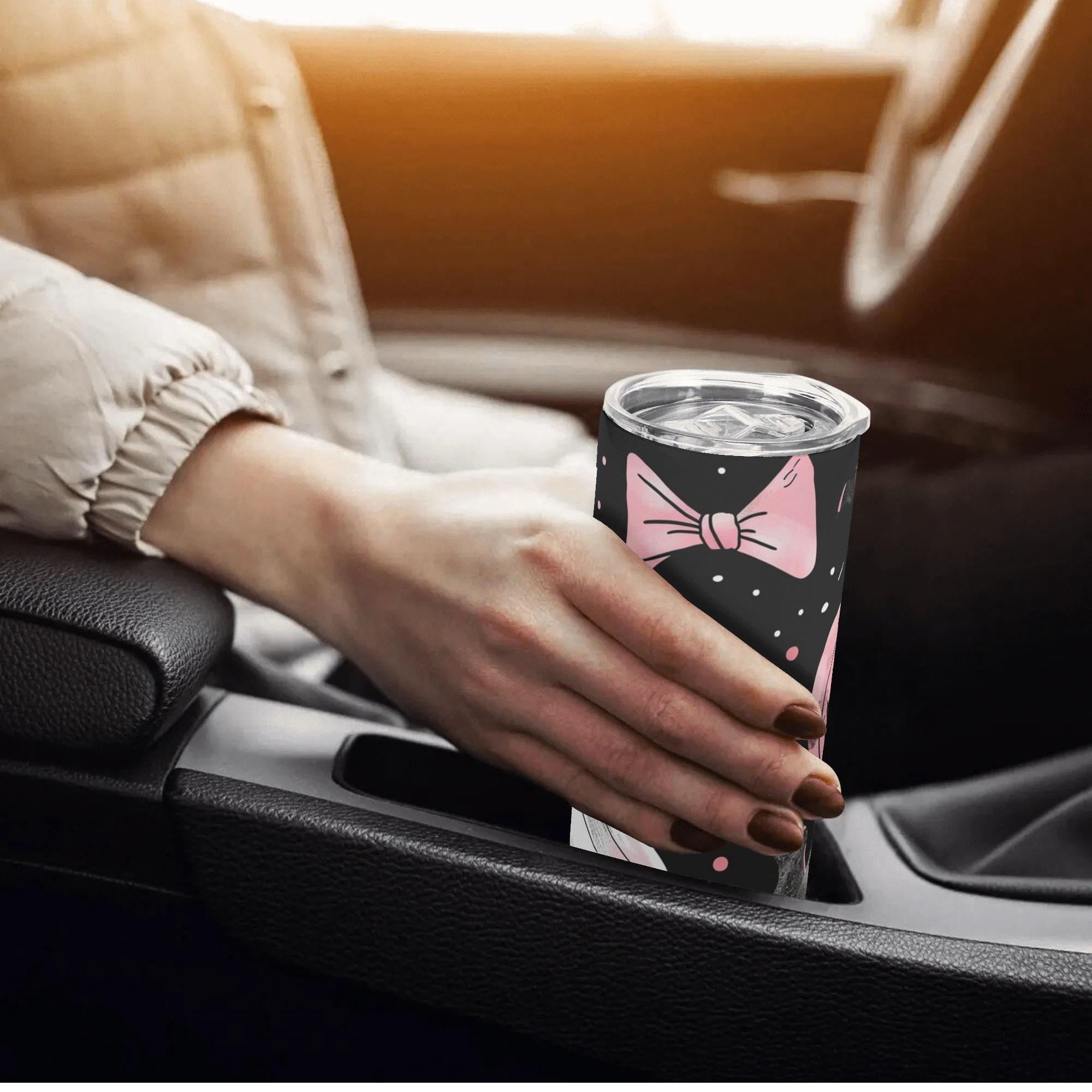 Ghosts & Bats with Pink Accents Girly Halloween 20oz Skinny Stainless Steel Tumbler - Thumbnail 4