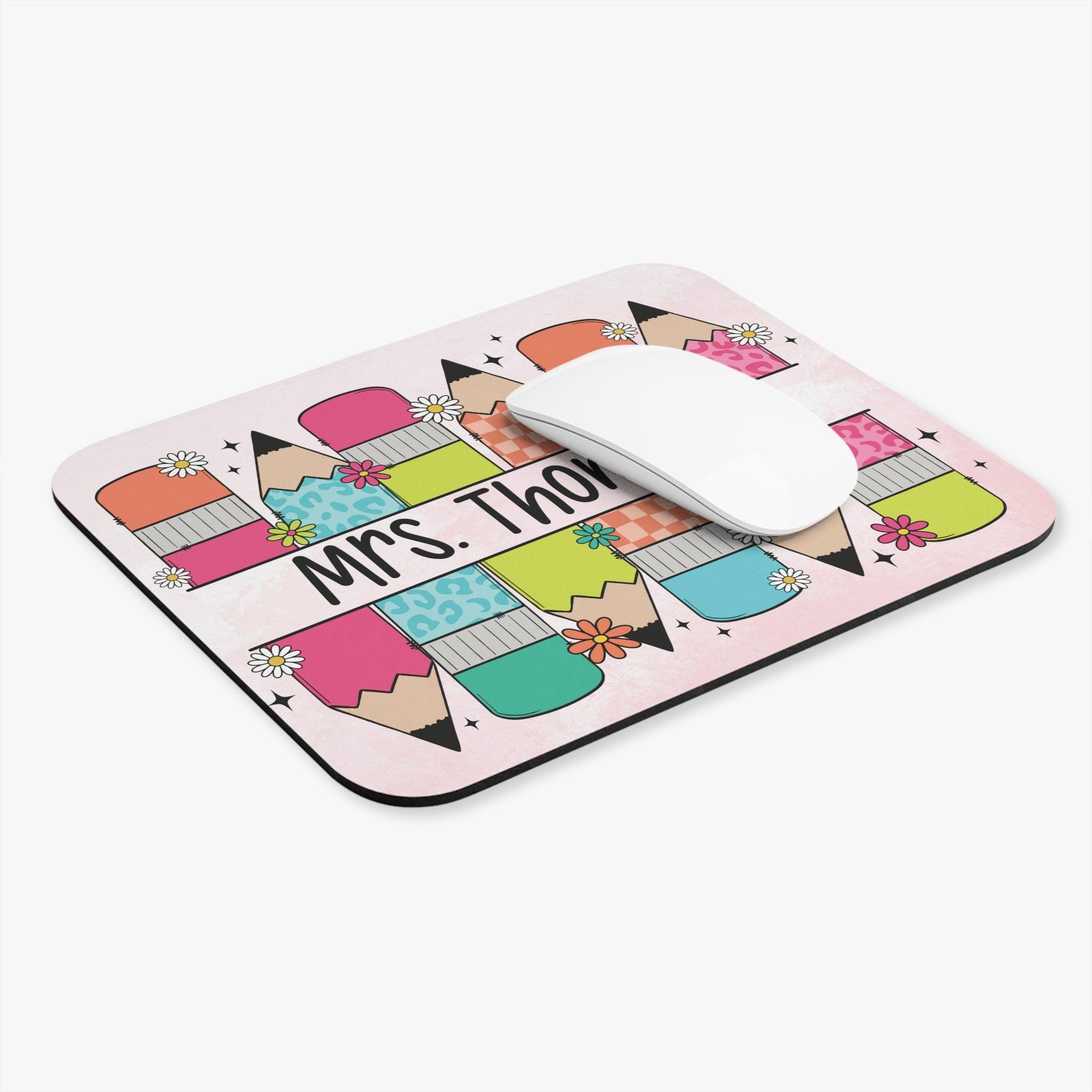 Personalized Teacher Mouse Pad - Colorful Pencil Design - Thumbnail 2