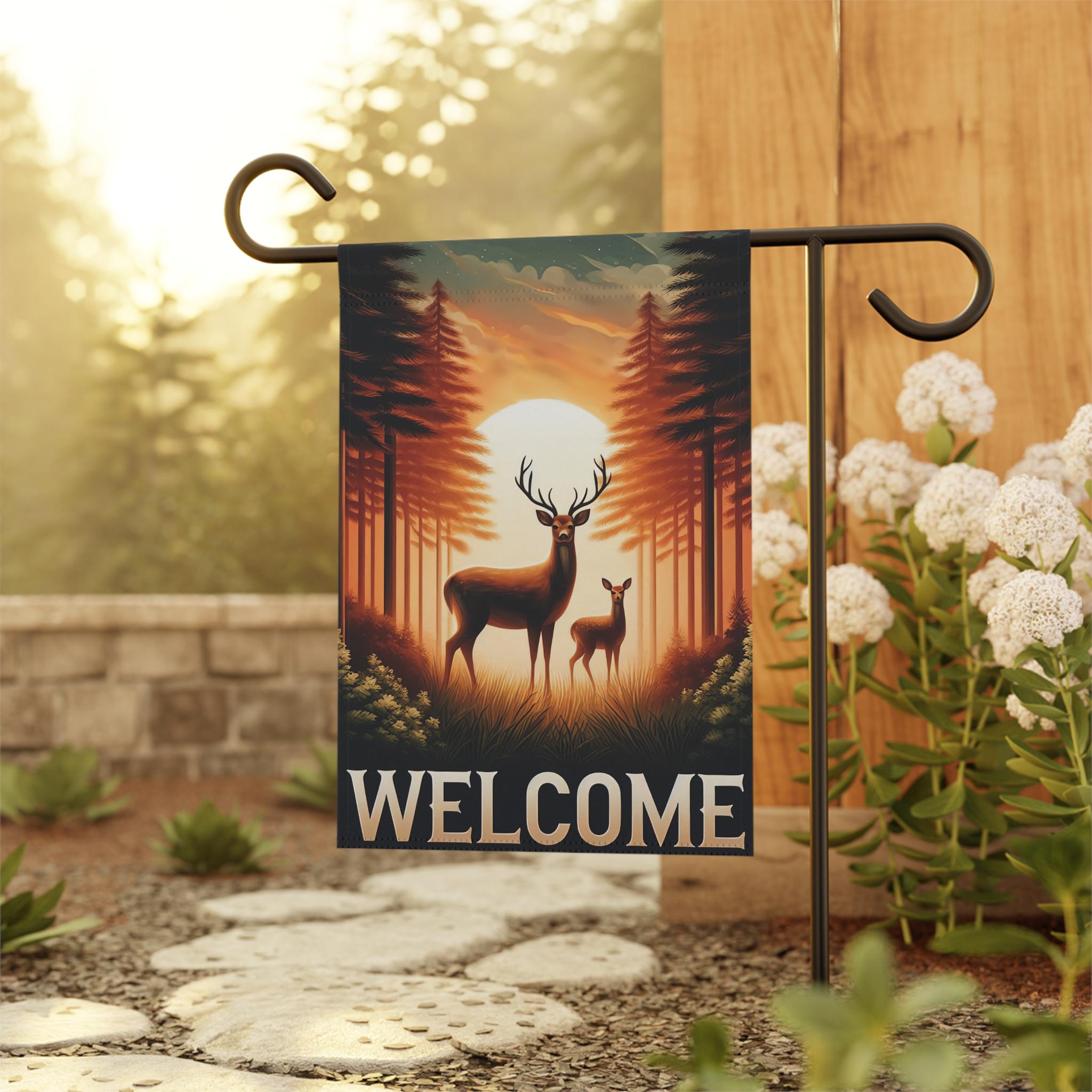Rustic Welcome Deer Garden Flag 12" x 18" - Thumbnail 3