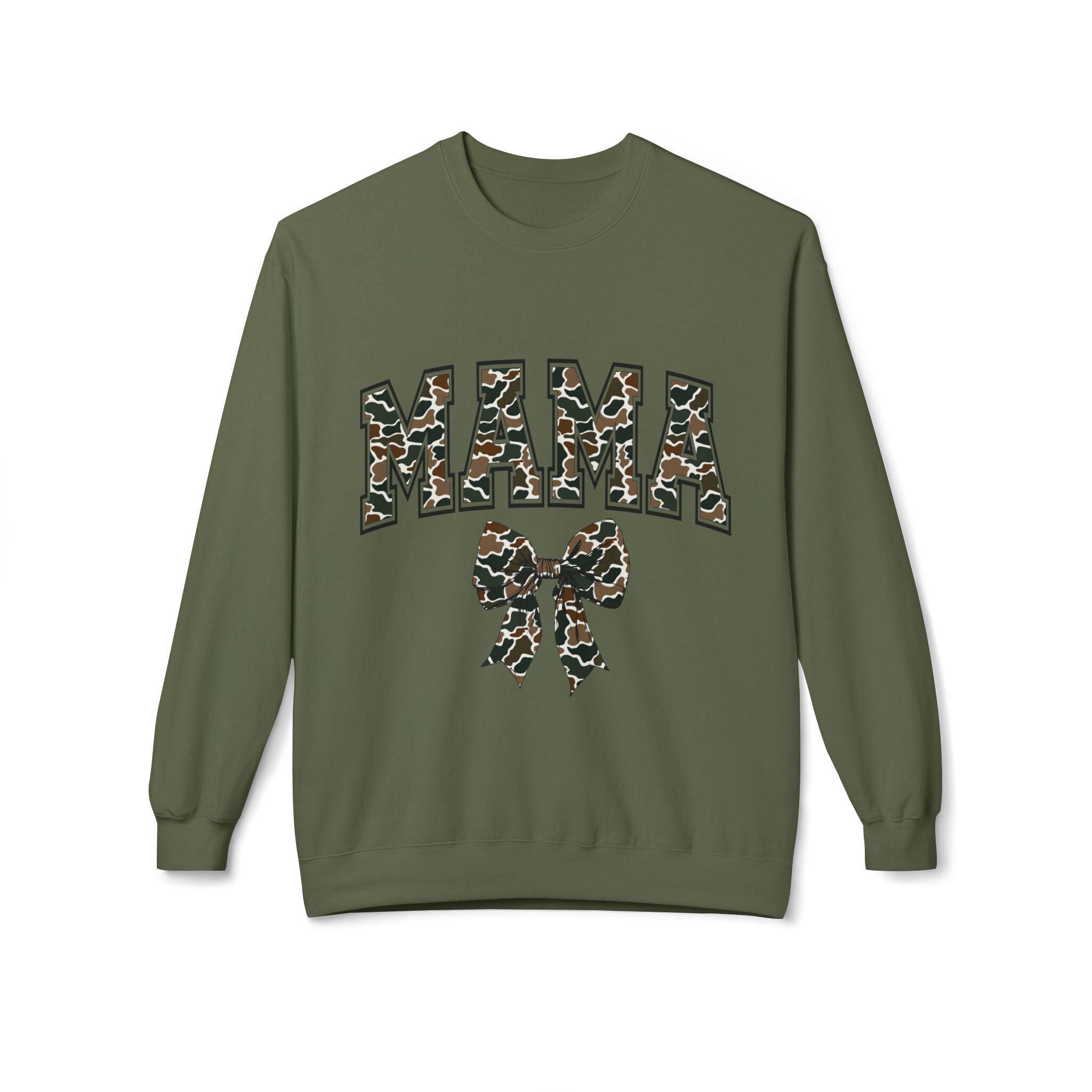 Mama Old Camo Bow Coquette Women's Crewneck Sweatshirt - Thumbnail 3