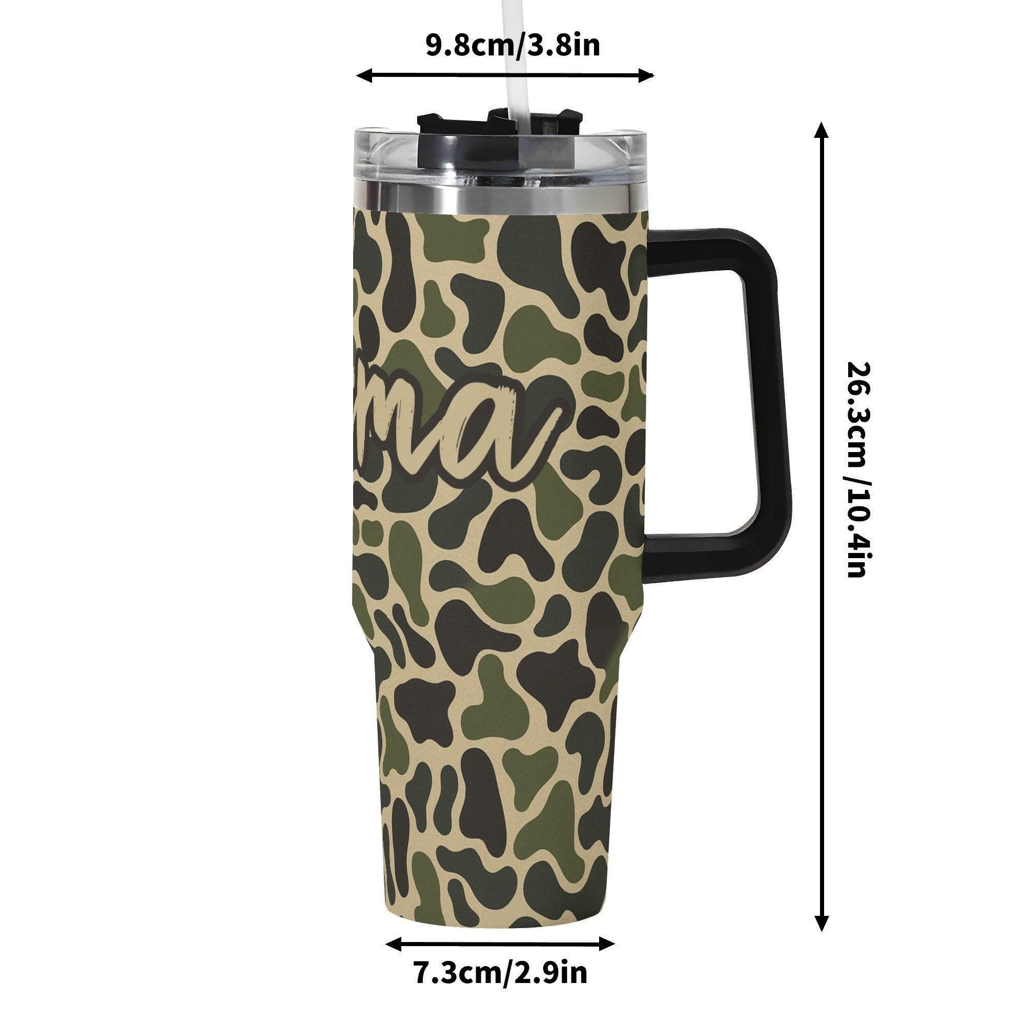 Backwoods Mama Old School Camouflage 40oz Stainless Steel Tumbler With Handle and Straw - Thumbnail 7