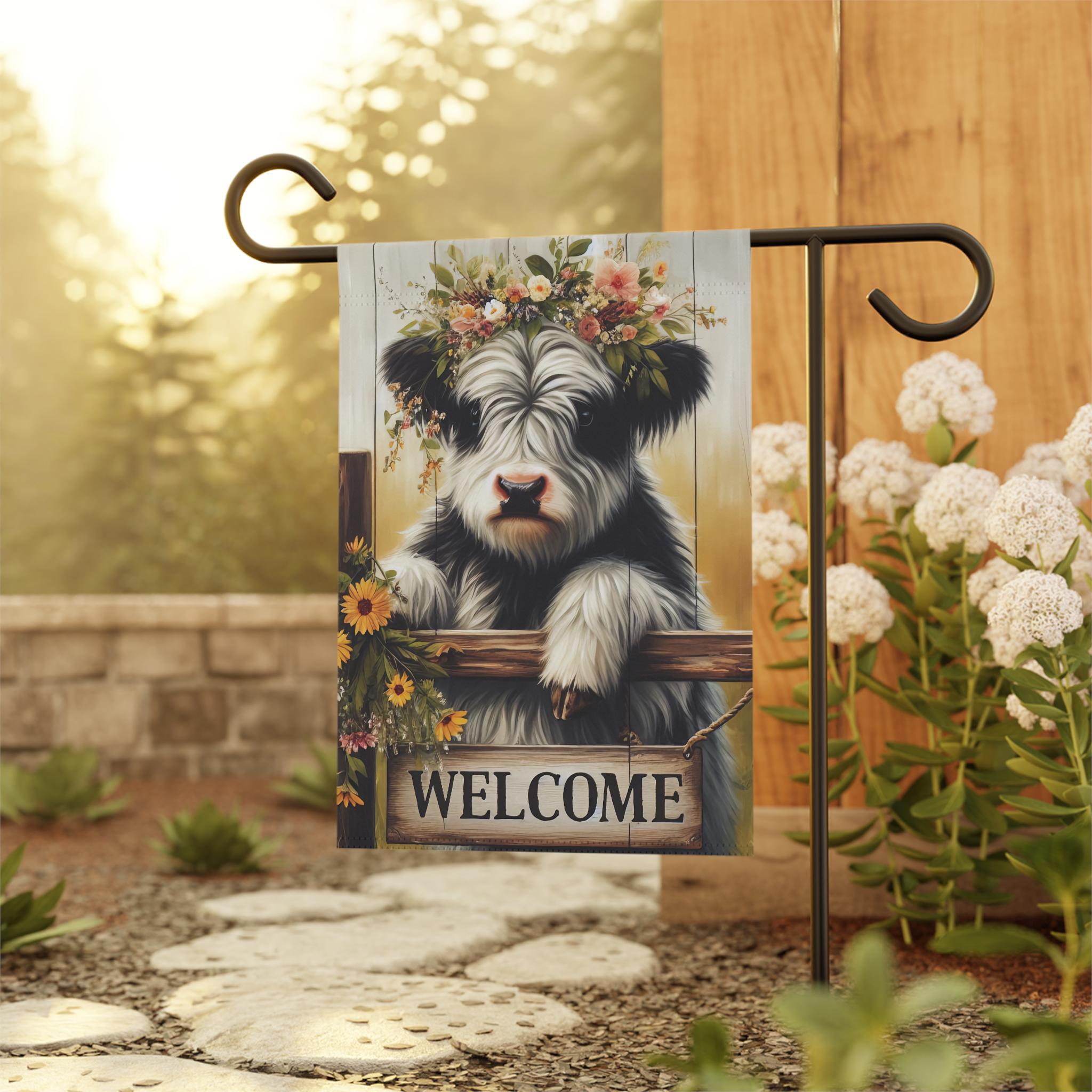 Welcome Cow Sunflower Garden Flag 12" x 18" - Thumbnail 3