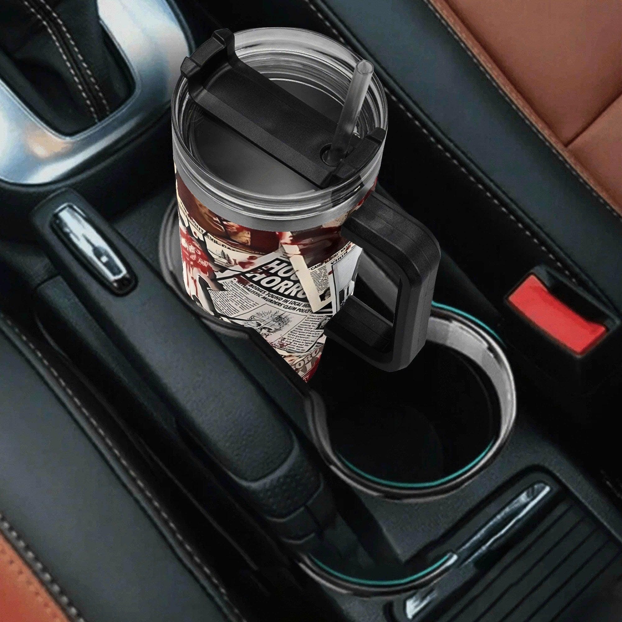 Bloody Headlines Ghostface Halloween Horror 40oz Stainless Steel Tumbler with Handle & Straw - Thumbnail 5