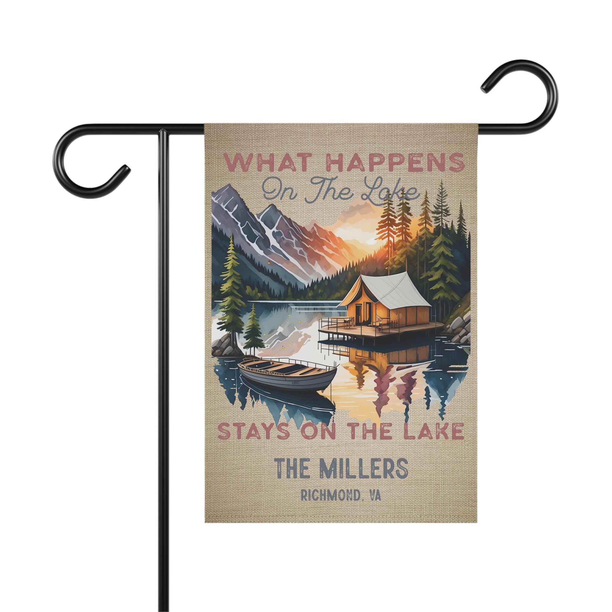 Personalized Lake House Garden Banner: Double-Sided Poly Poplin Outdoor Flag