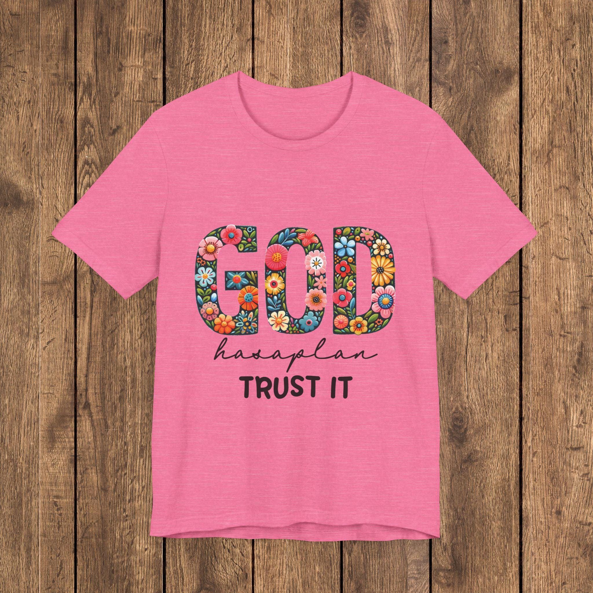 God Has A Plan, Trust It Floral Faith Graphic T-Shirt - Thumbnail 4