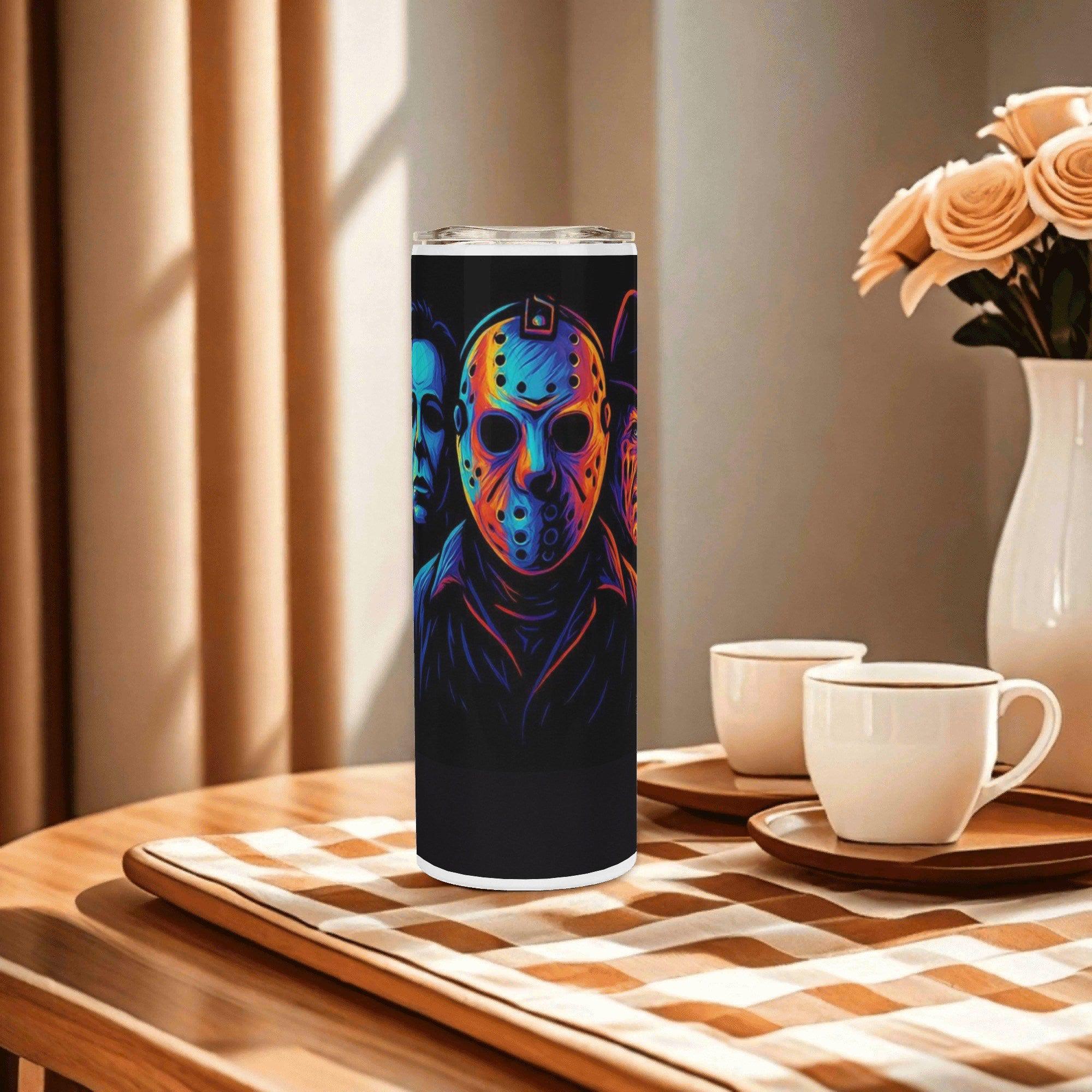 Fright Night Killers Halloween Horror 20oz Skinny Stainless Steel Tumbler - Thumbnail 5