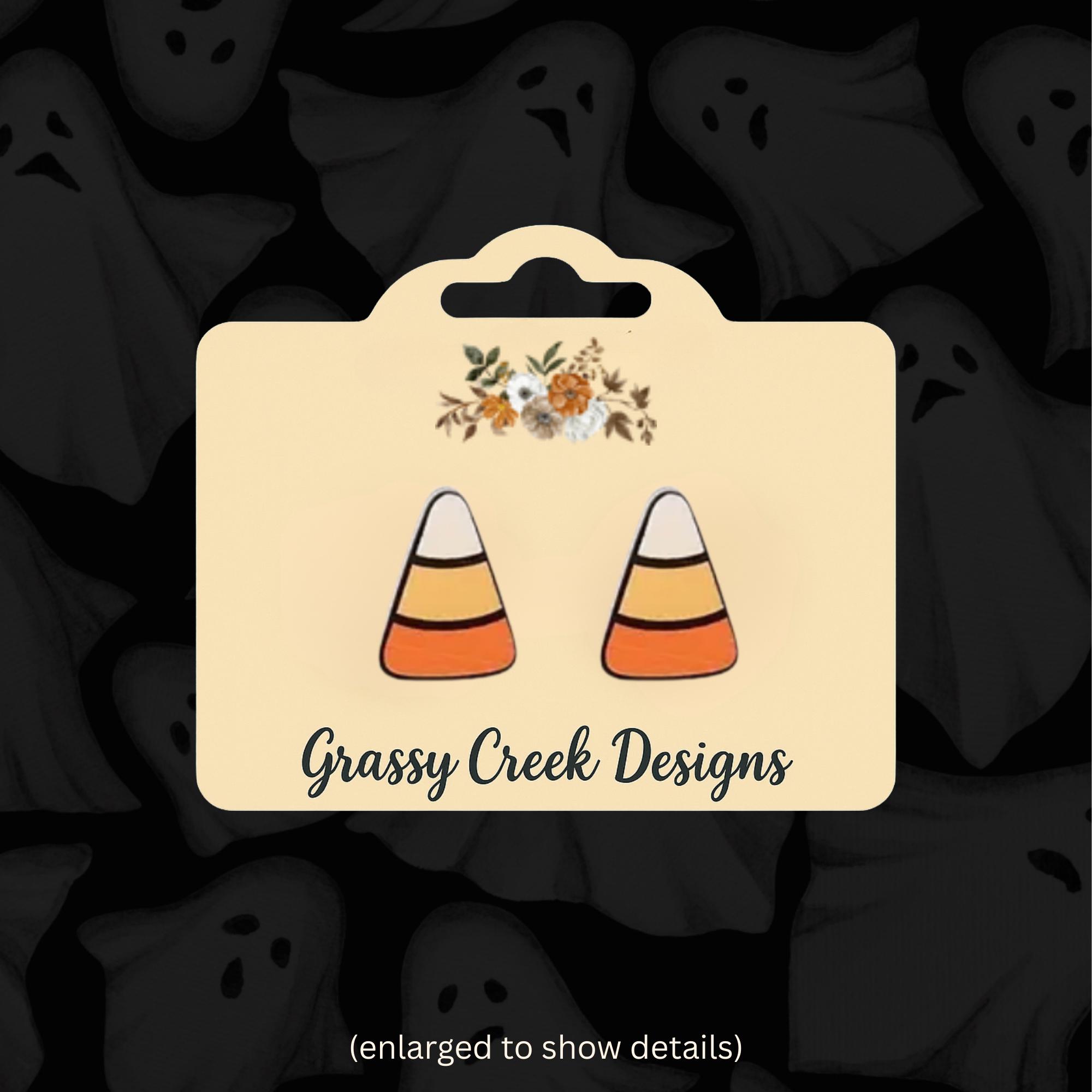 Candy Corn Halloween Acrylic Spooky Stud Earrings