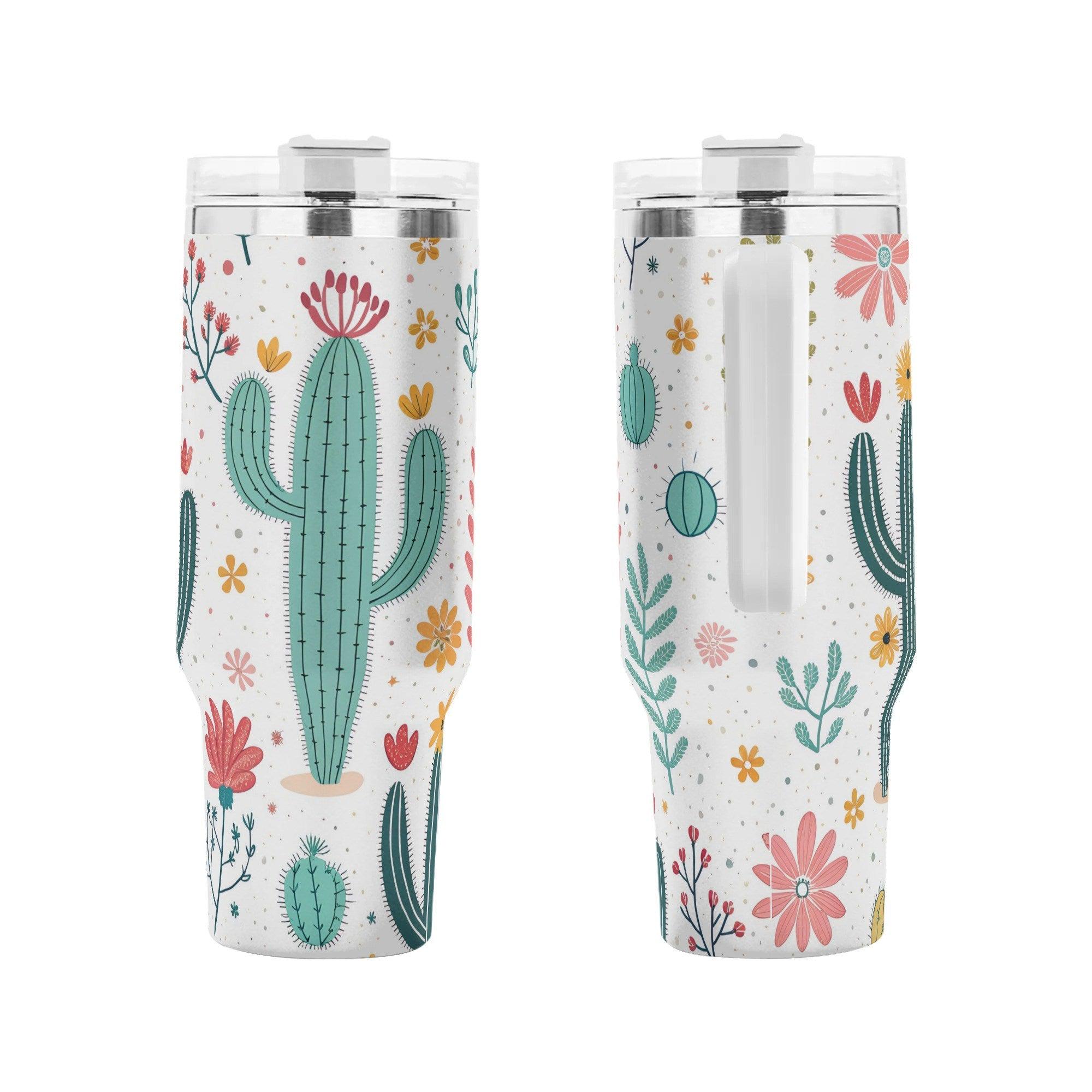 Pastel Prickles 40oz Stainless Steel Tumbler With Handle and Straw