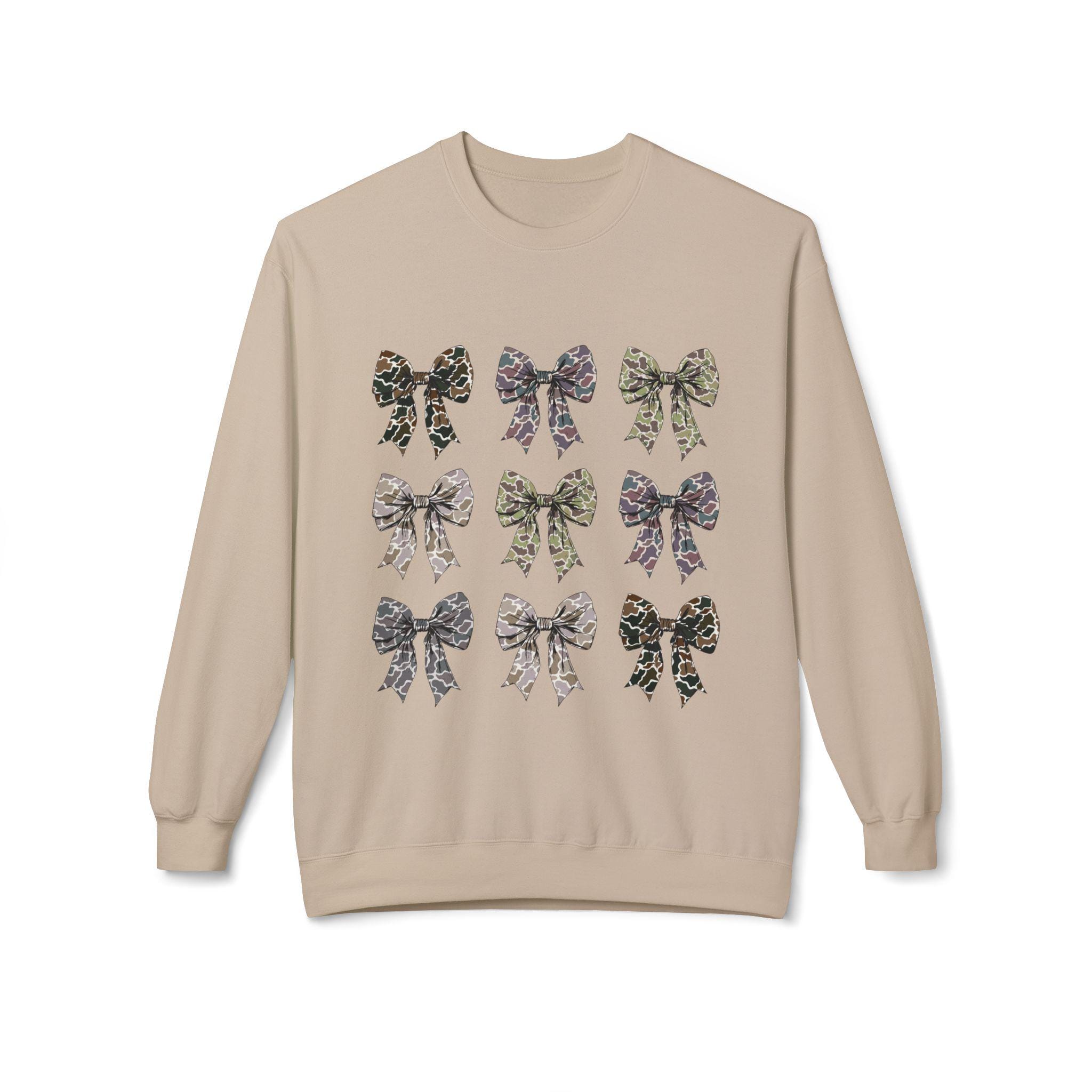 Old Camo Bow Coquette Crewneck Women's Sweatshirt - Thumbnail 2