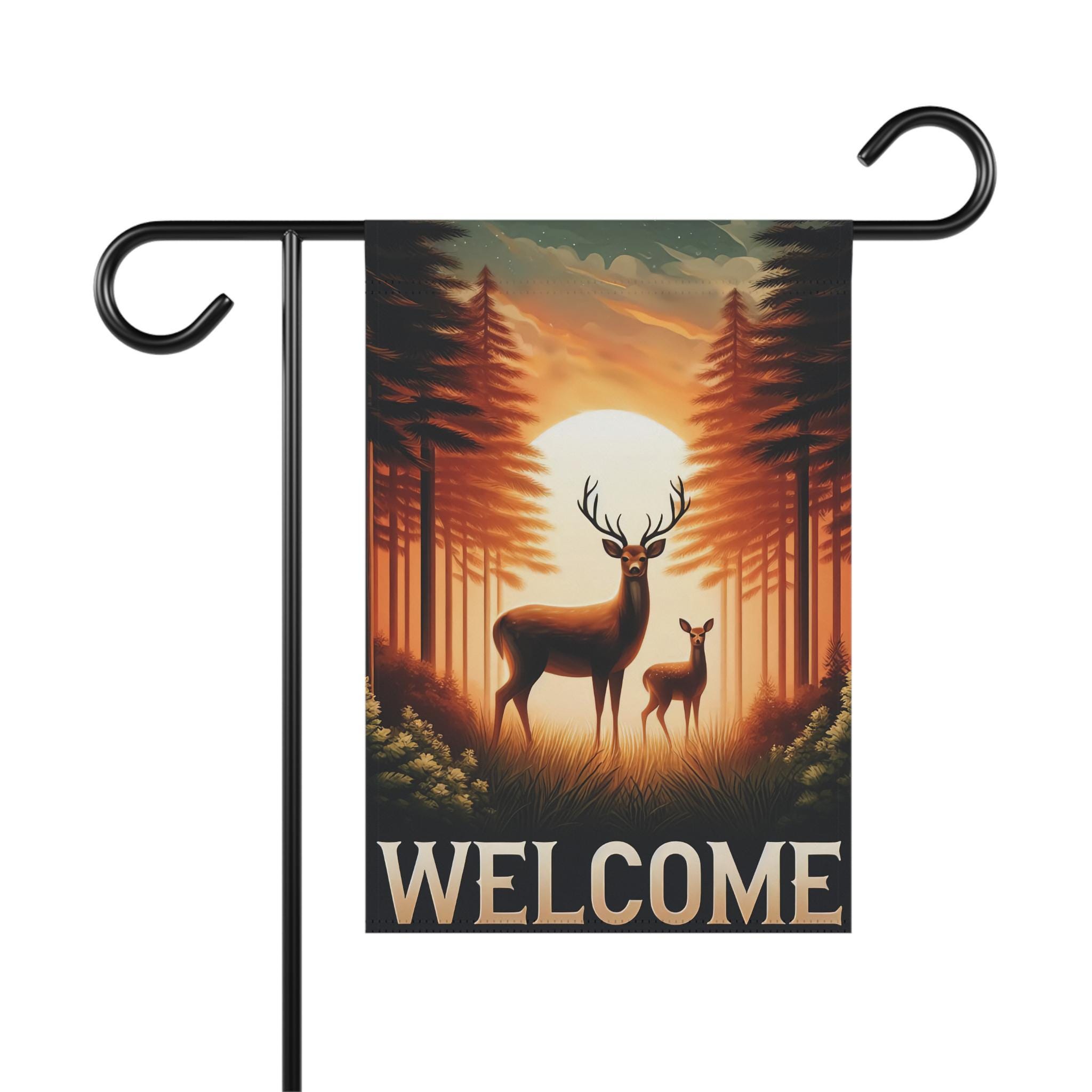 Rustic Welcome Deer Garden Flag 12" x 18"