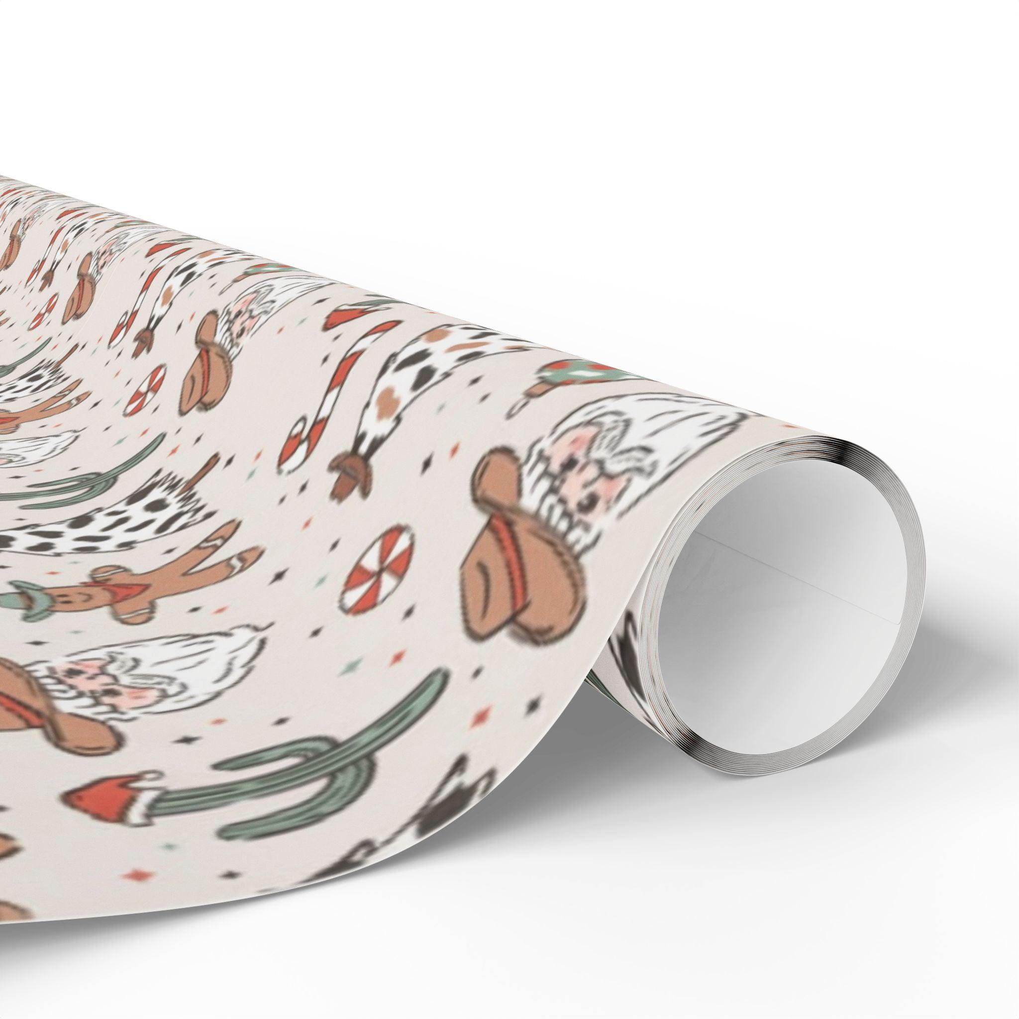Cowboy Santa and Cactus Christmas Wrap Holiday Gift Wrap 30" x 72" - Thumbnail 3