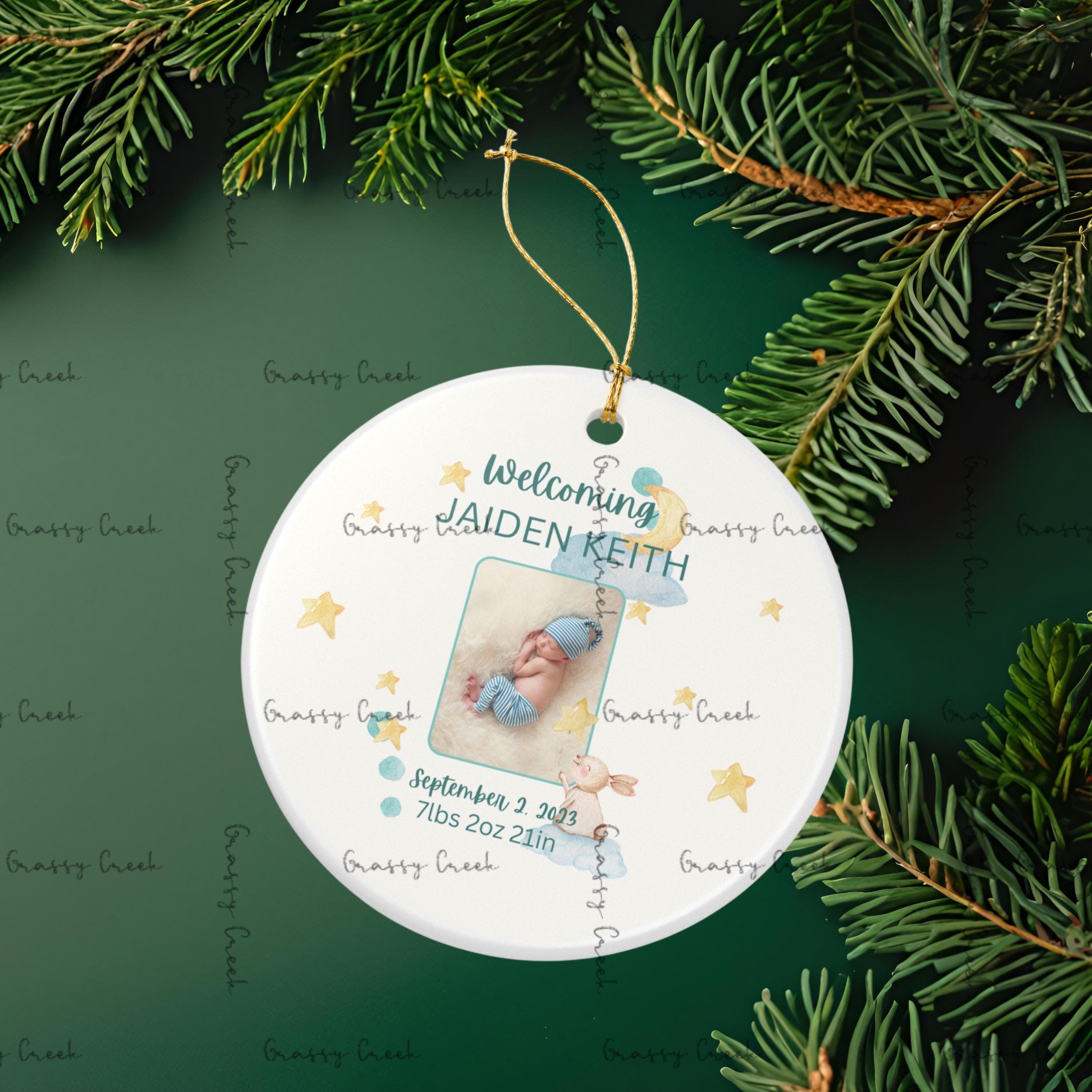 Sweet Dreams Personalized Baby Boy Keepsake Ornament - Thumbnail 2