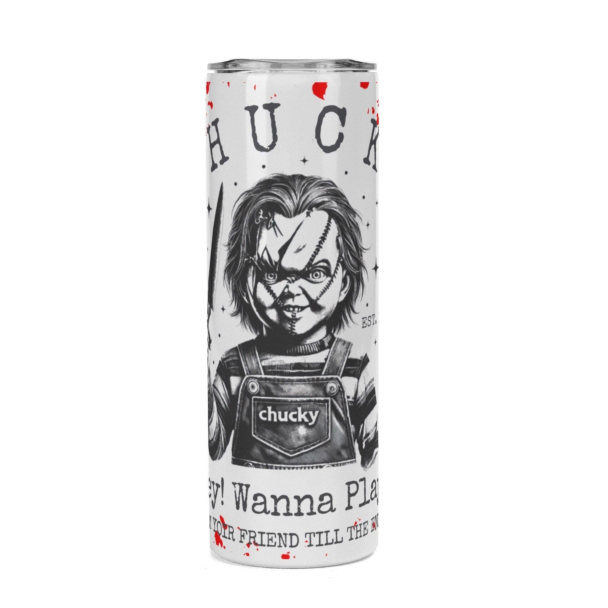 Chuckie Wants To Play Halloween Horror 20oz Skinny Stainless Steel Tumbler