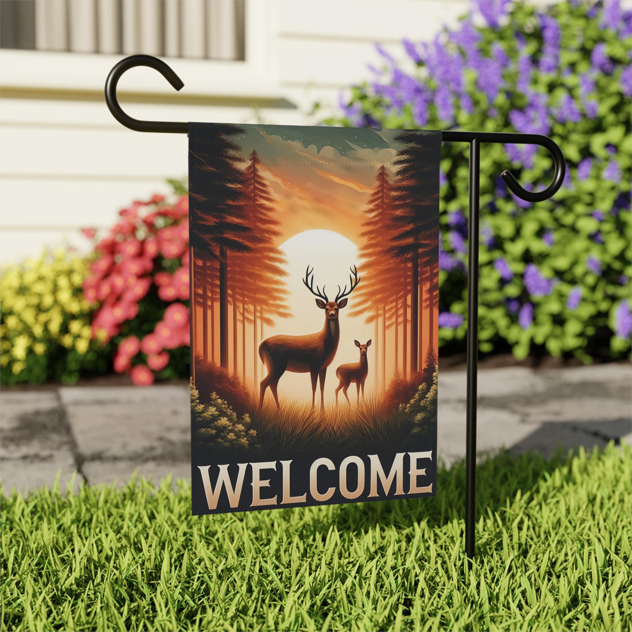 Rustic Welcome Deer Garden Flag 12" x 18" - Thumbnail 4