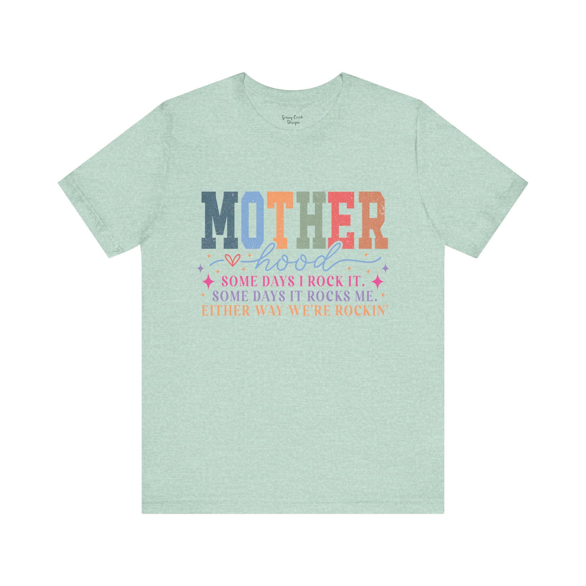 Motherhood Rock It or It Rocks Me Humor Graphic T-Shirt - Thumbnail 4