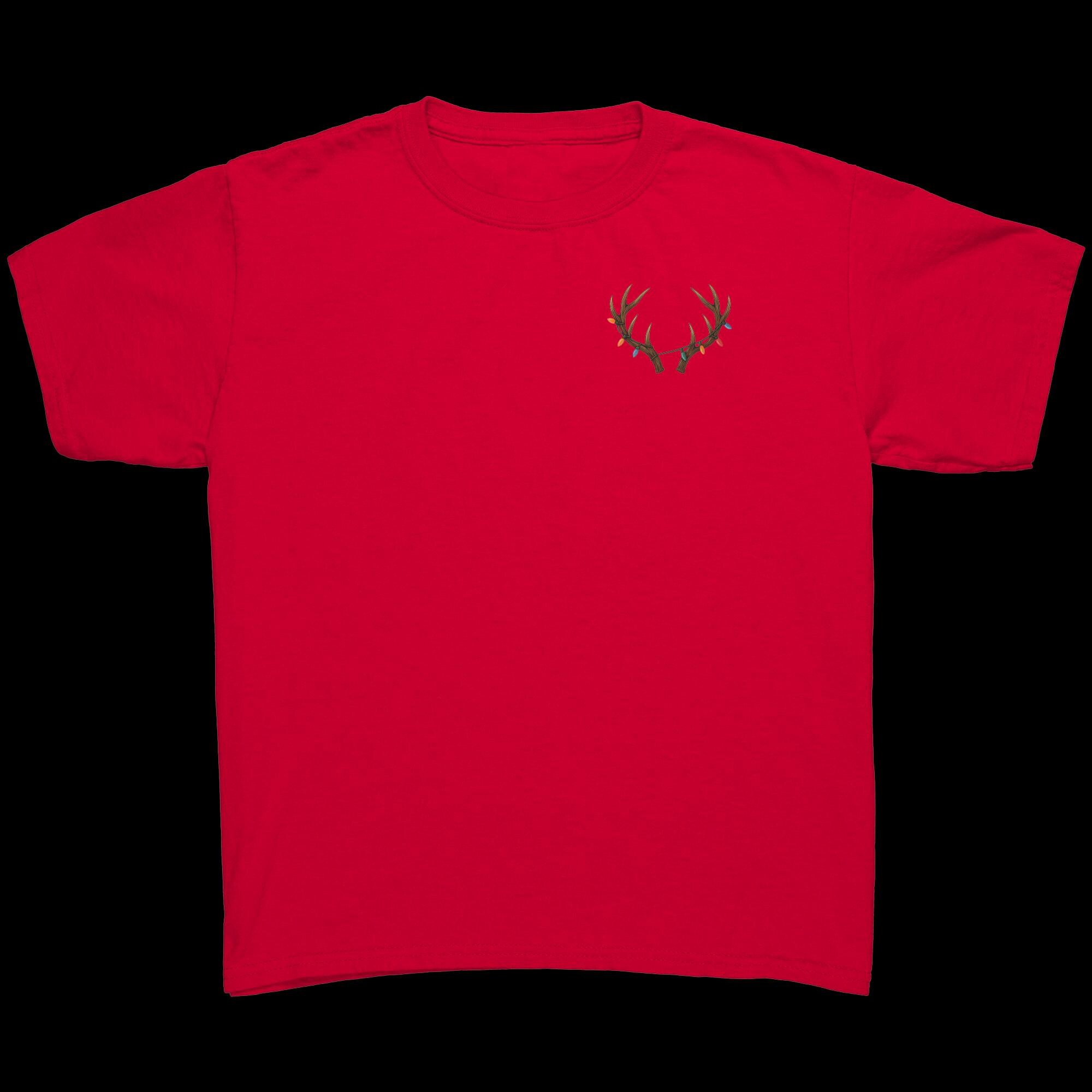 Kids Holiday Deer T-Shirt – Antlers & Christmas Lights Fun – Too Bright to Blend In - Thumbnail 6