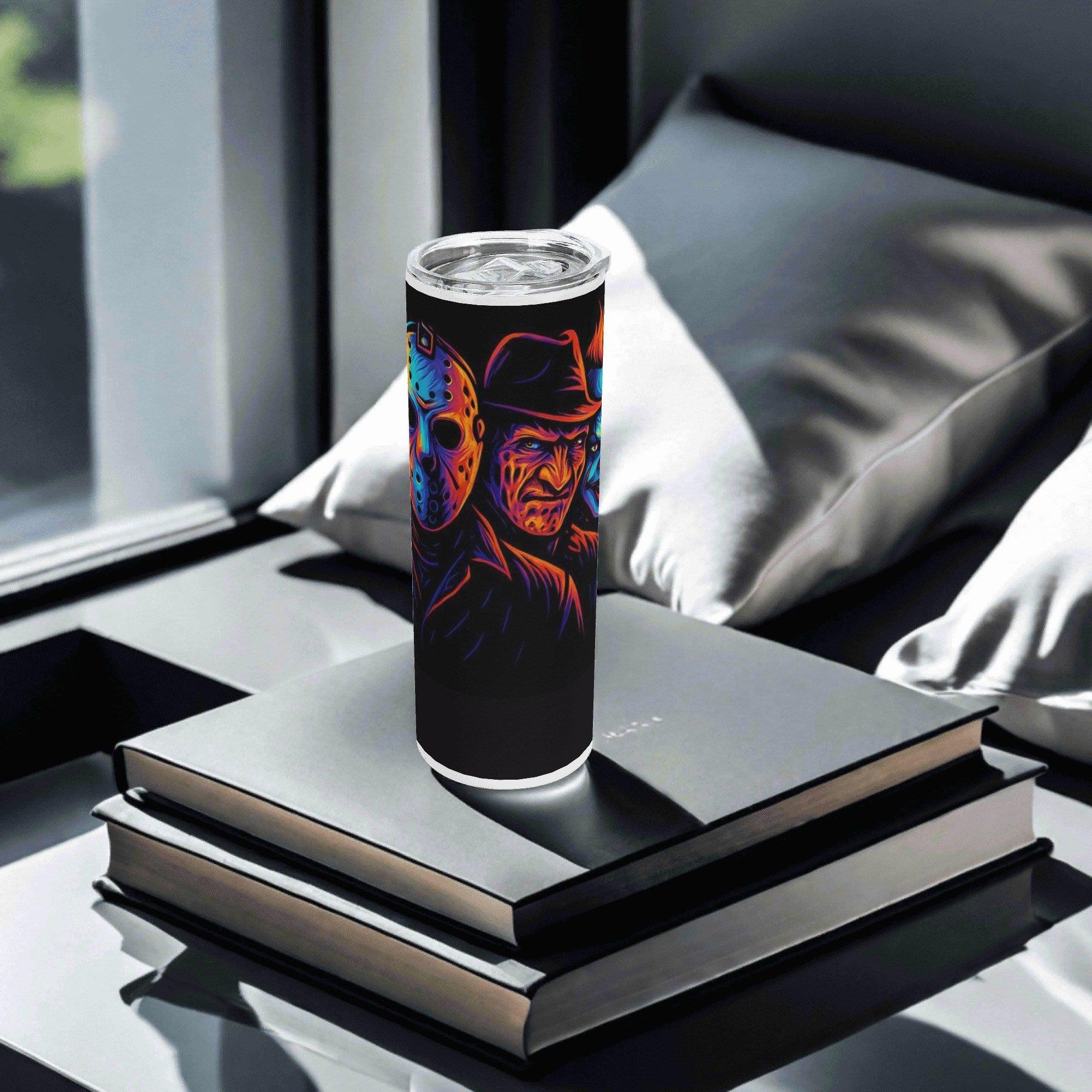 Fright Night Killers Halloween Horror 20oz Skinny Stainless Steel Tumbler - Thumbnail 4