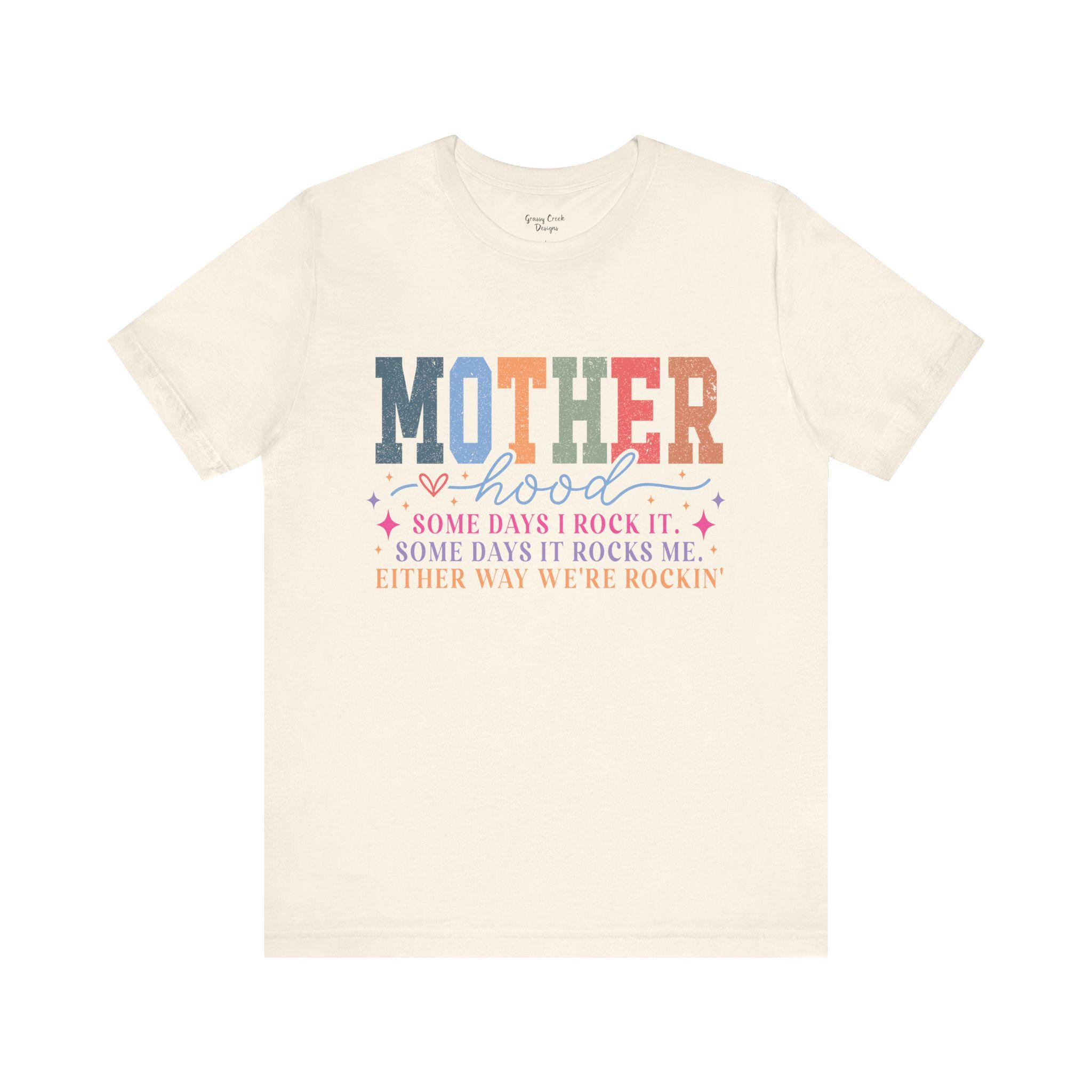 Motherhood Rock It or It Rocks Me Humor Graphic T-Shirt - Thumbnail 2