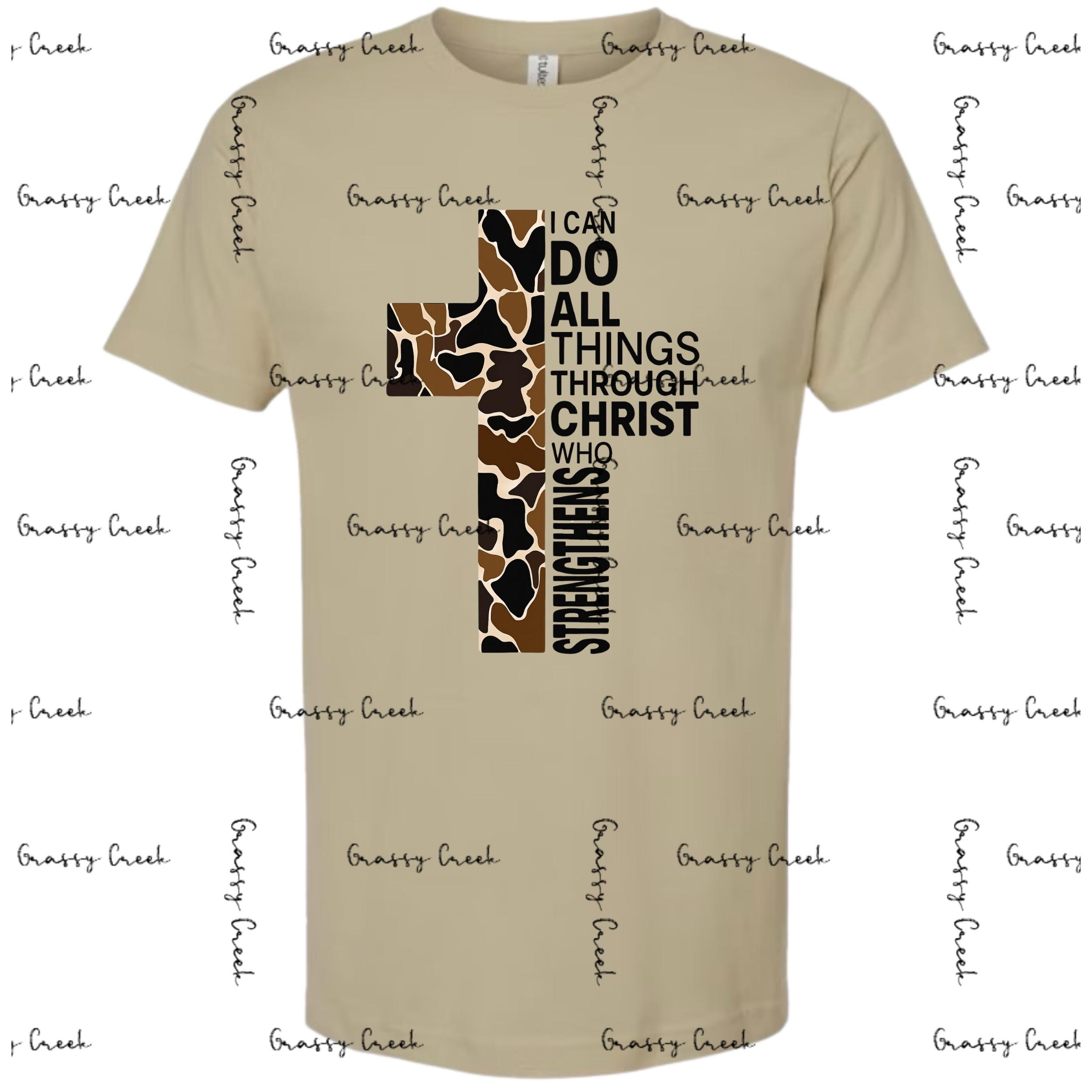 Camo Cross Philippians 4:13 Tee Design – PNG Digital Download
