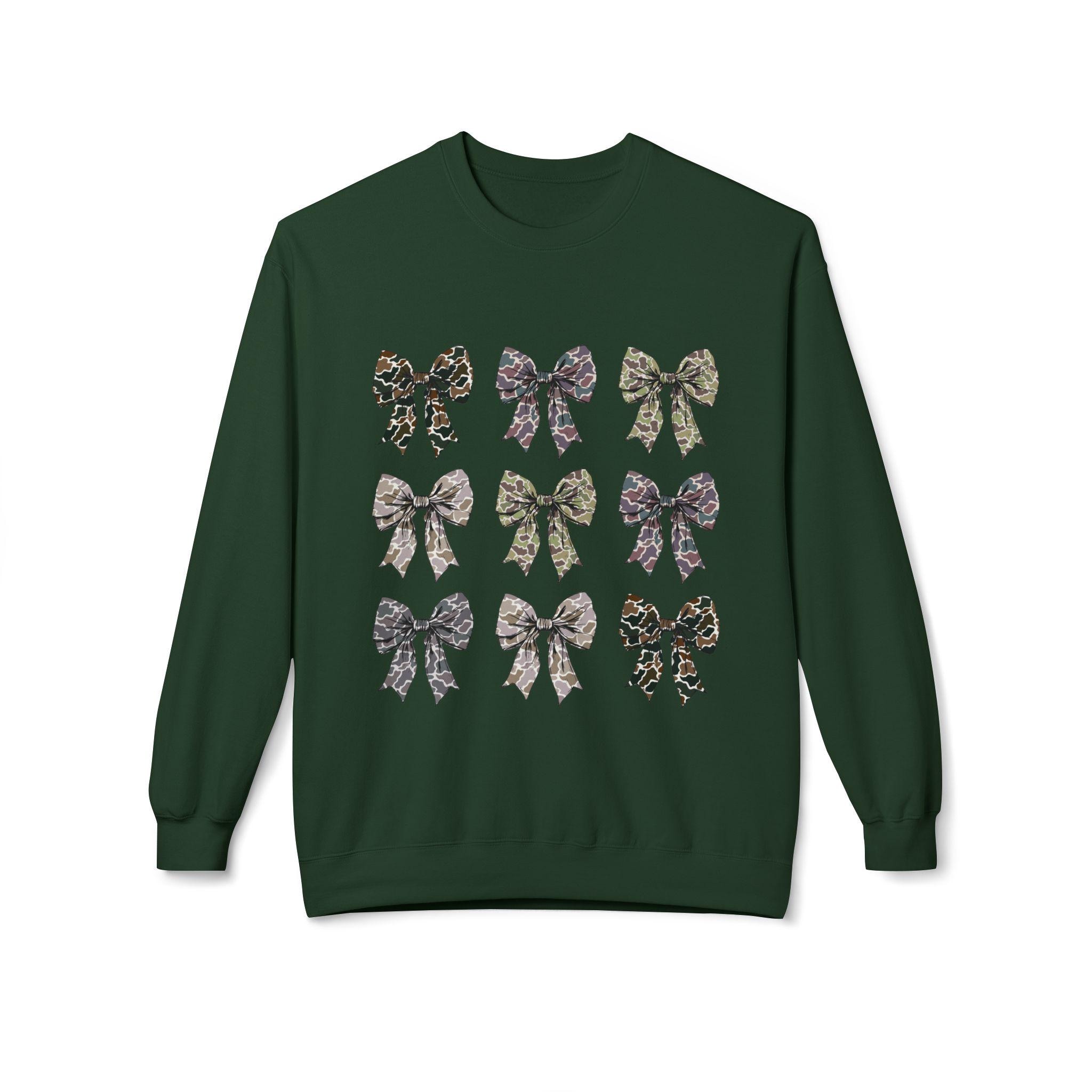 Old Camo Bow Coquette Crewneck Women's Sweatshirt - Thumbnail 4