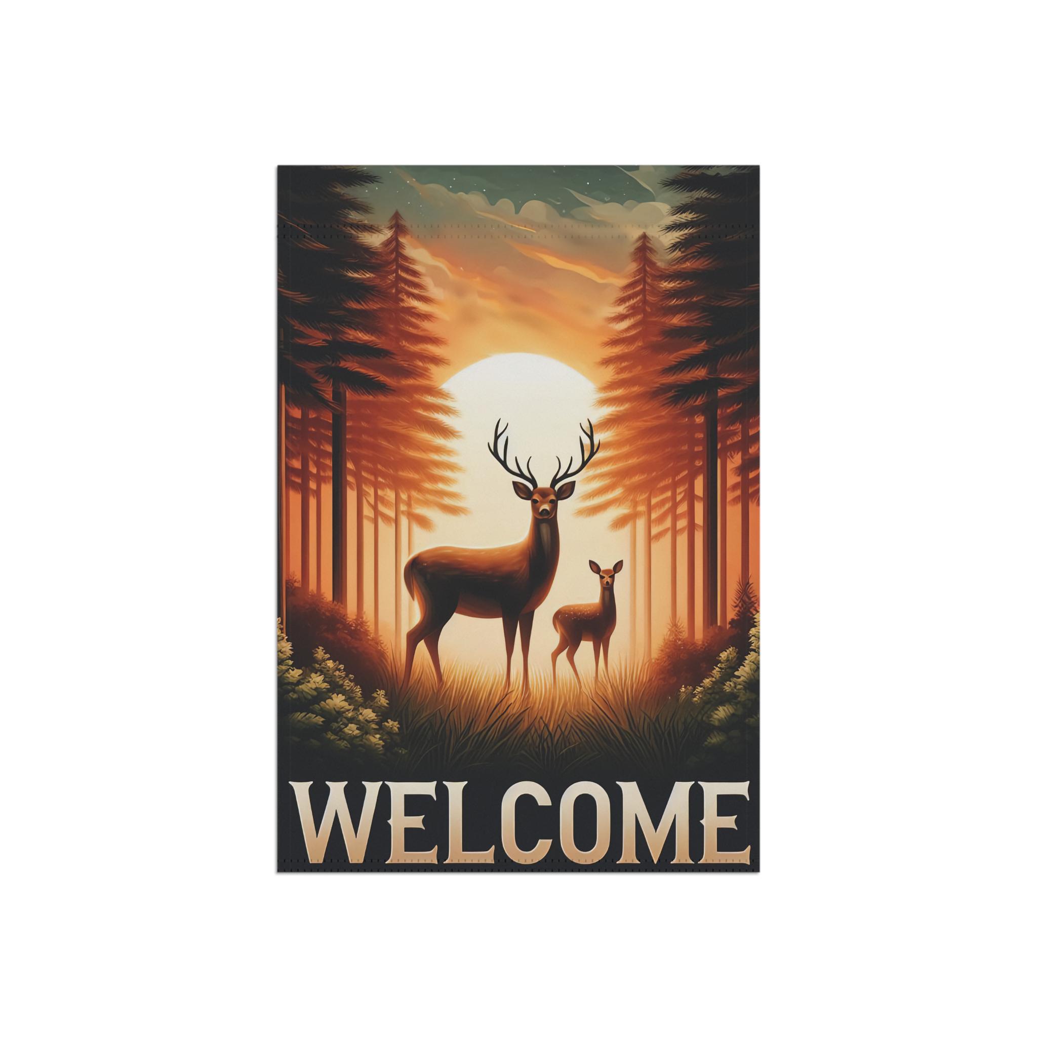 Rustic Welcome Deer Garden Flag 12" x 18" - Thumbnail 2