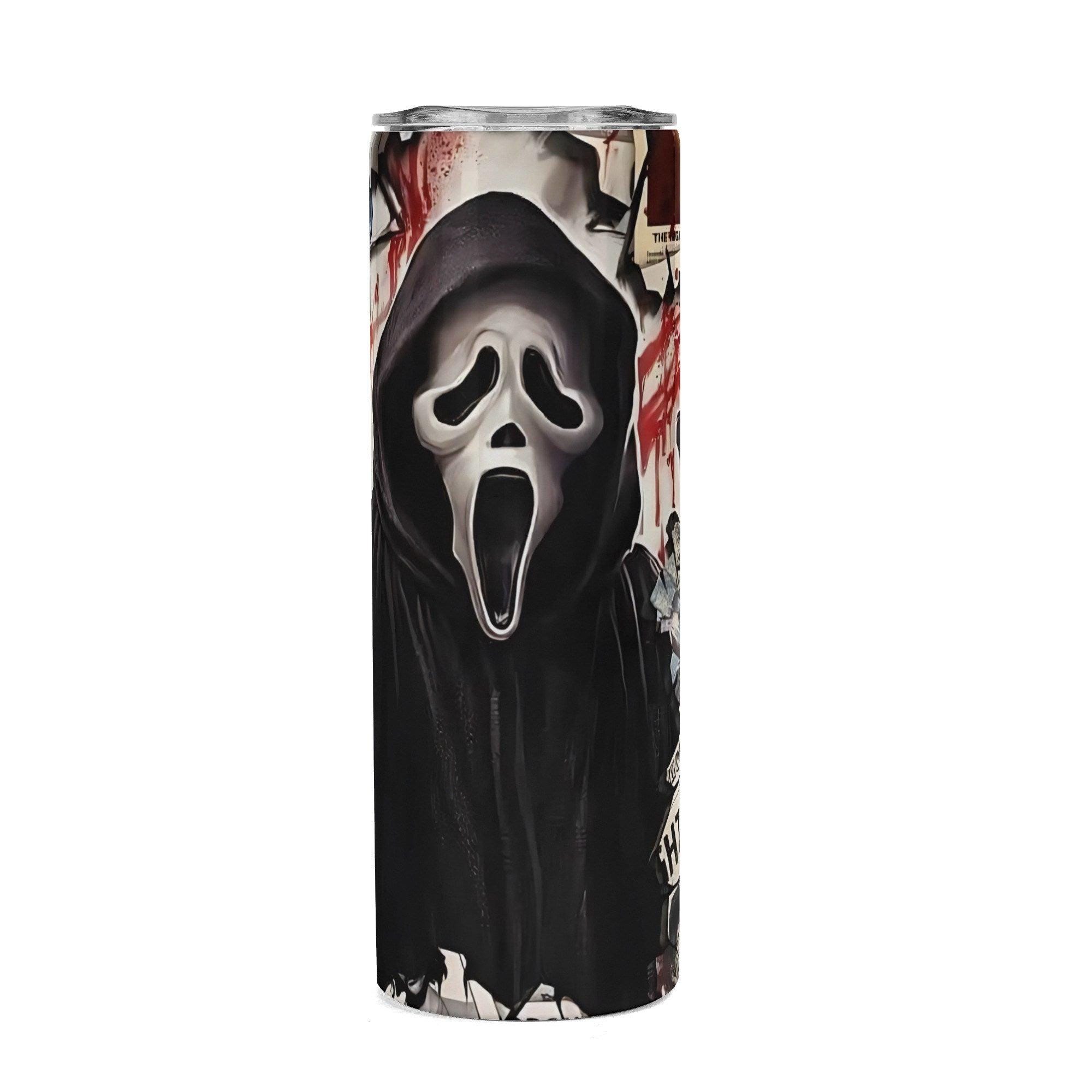 Bloody Headlines Ghostface Halloween Horror 20oz Skinny Stainless Steel Tumbler