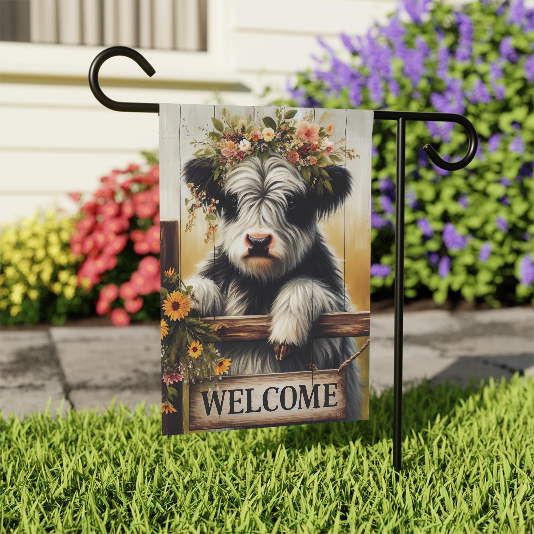 Welcome Cow Sunflower Garden Flag 12" x 18" - Thumbnail 4