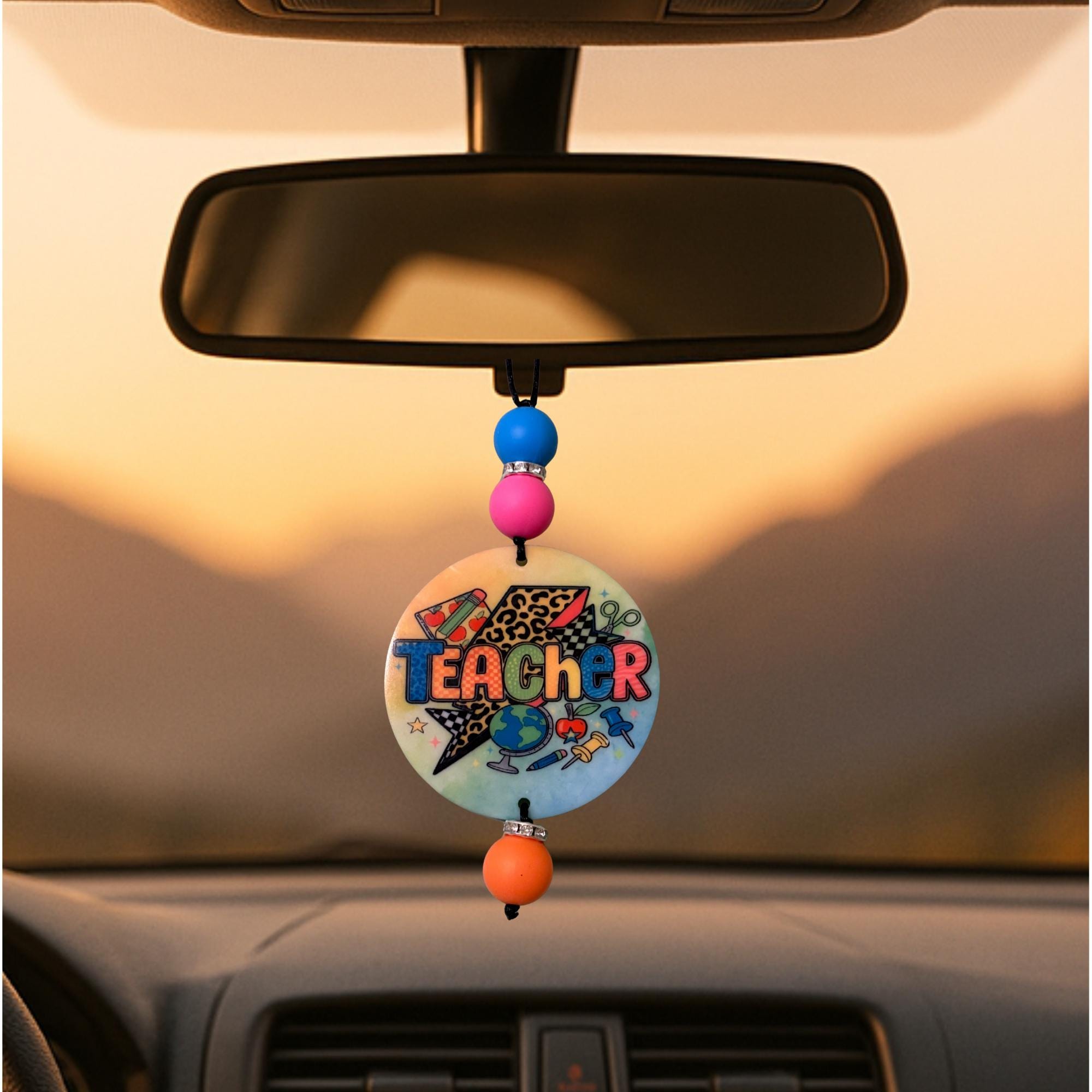 Colorful Classroom Vibes Rearview Mirror Charm for Teachers