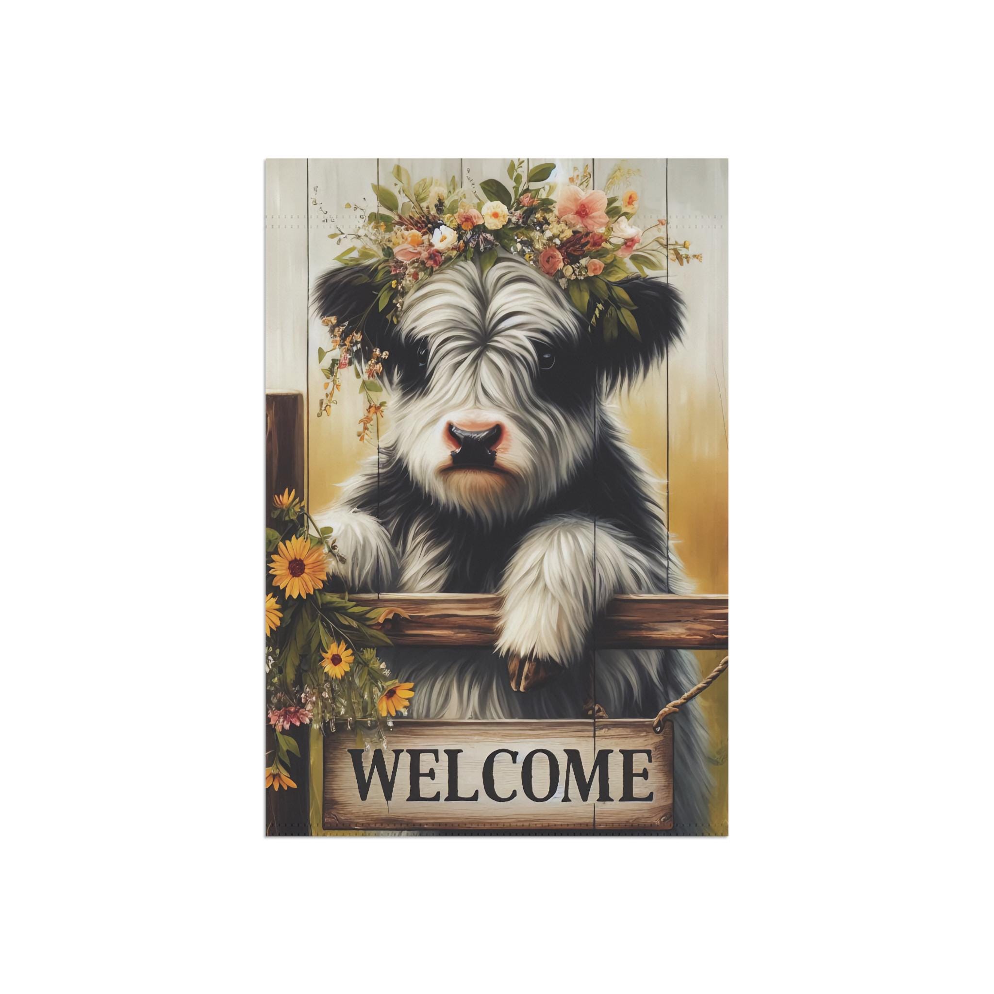 Welcome Cow Sunflower Garden Flag 12" x 18" - Thumbnail 2
