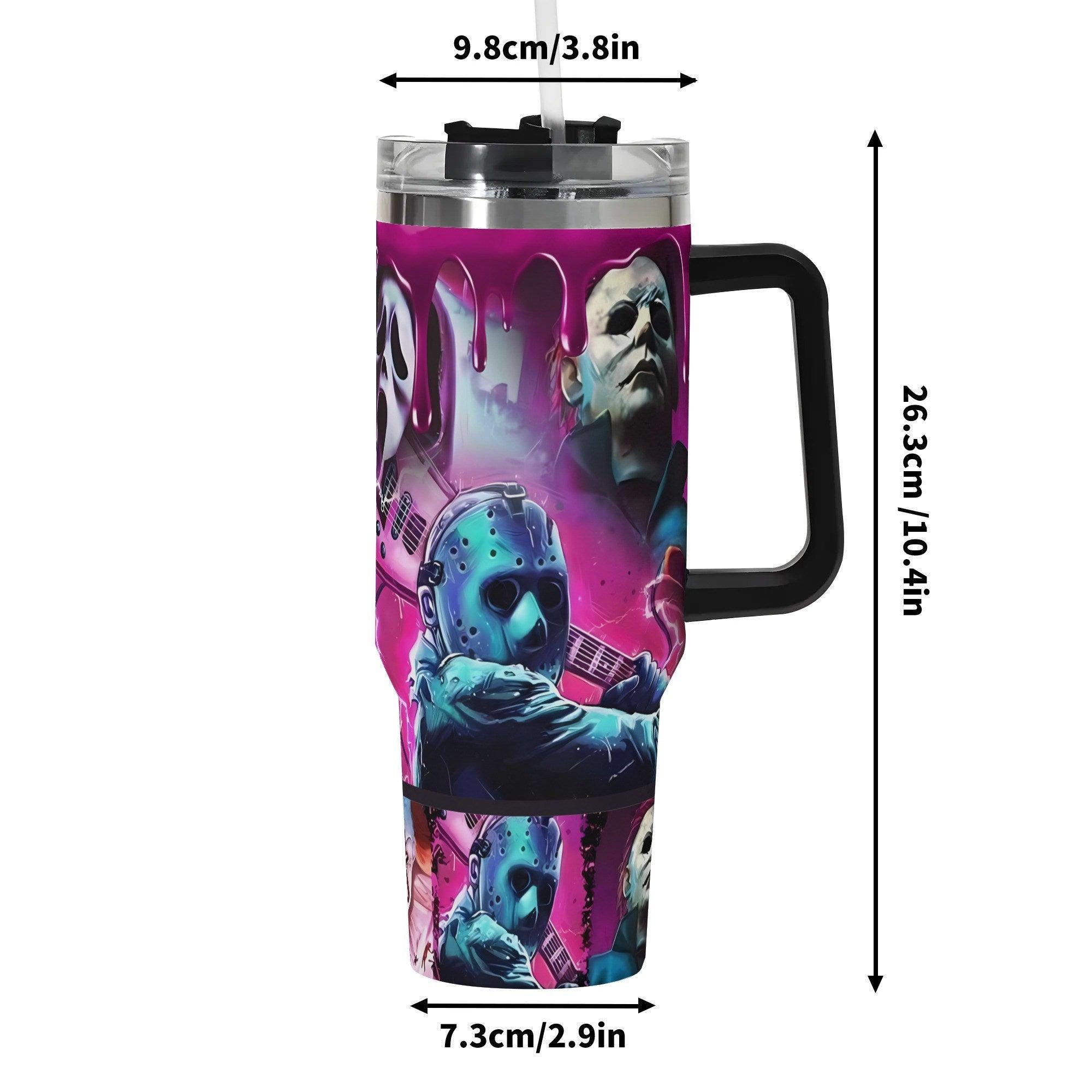 Killer Vibes 40oz Stainless Steel Halloween Horror Tumbler with Handle and Straw - Thumbnail 7