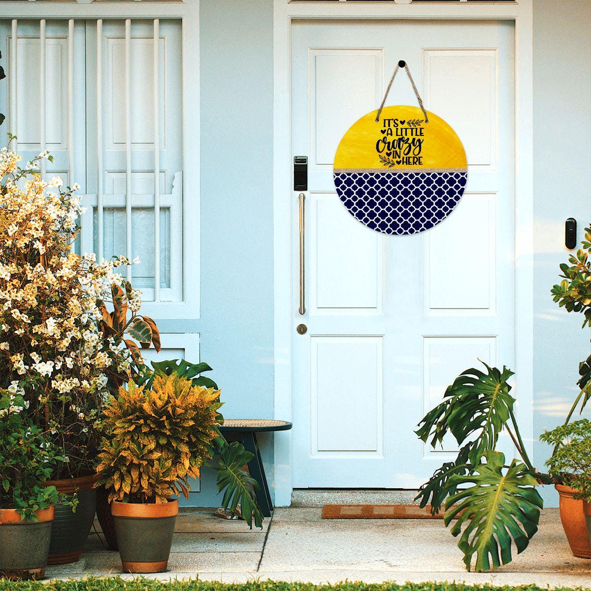 It’s a Little Crazy in Here Round Wooden Door Hanger – Funny Home Décor Sign - Thumbnail 3