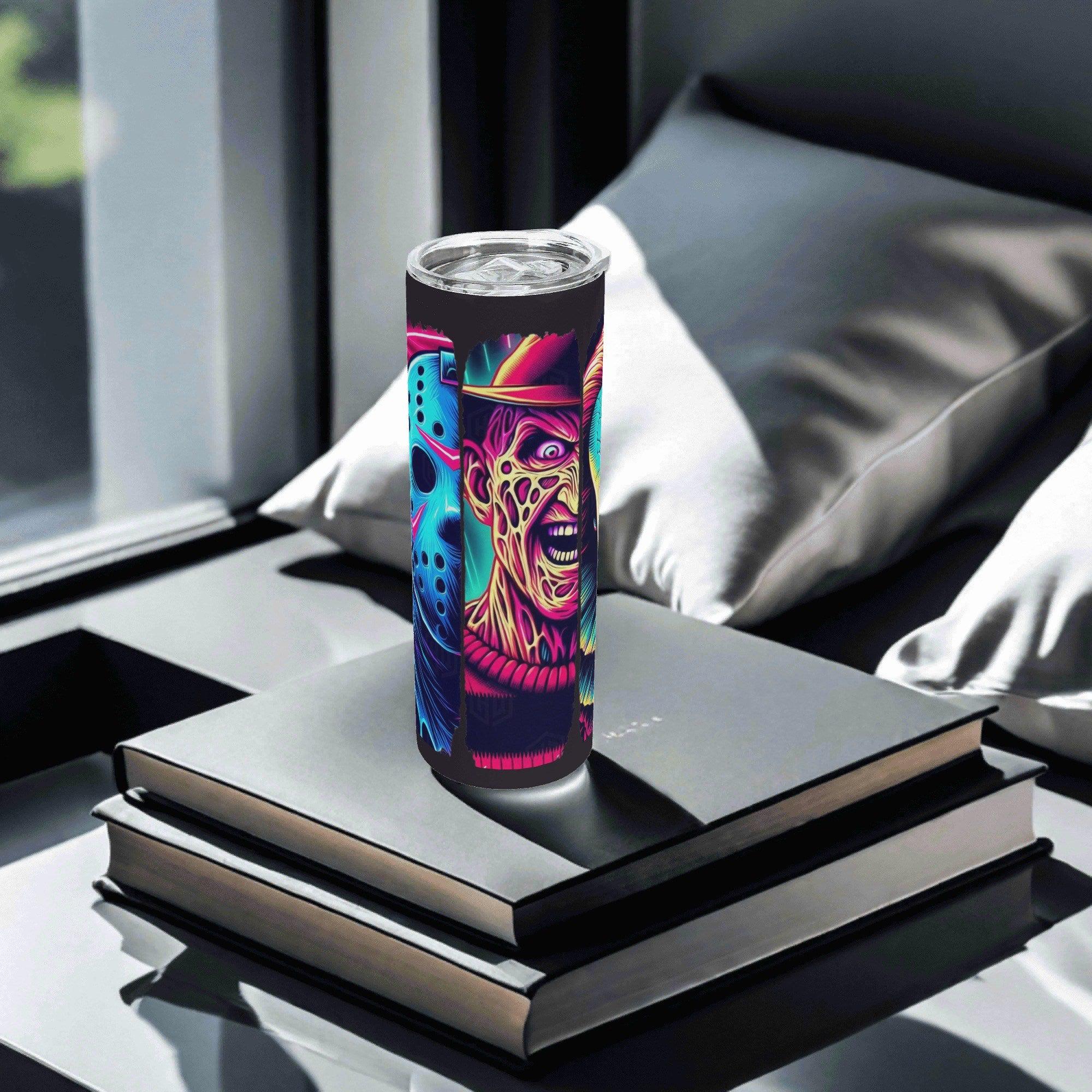 Neon Nightmare Legends Halloween Horror 20oz Skinny Stainless Steel Tumbler - Thumbnail 4