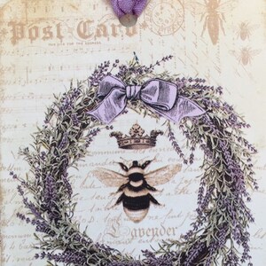Lavender Wreath Gift Tags: French Bee, Provence Decor (Set of 4) image 3