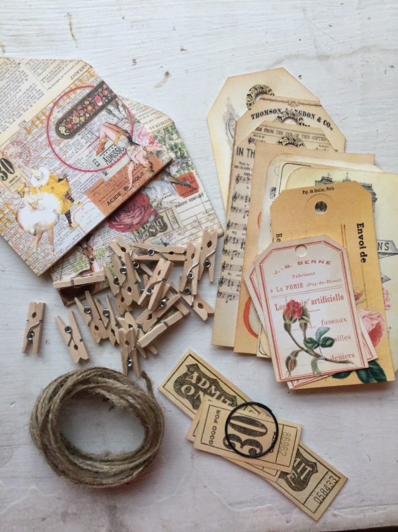 Antique Paper Ephemera Pack 15 Piece Card Stock Handmade Etsy