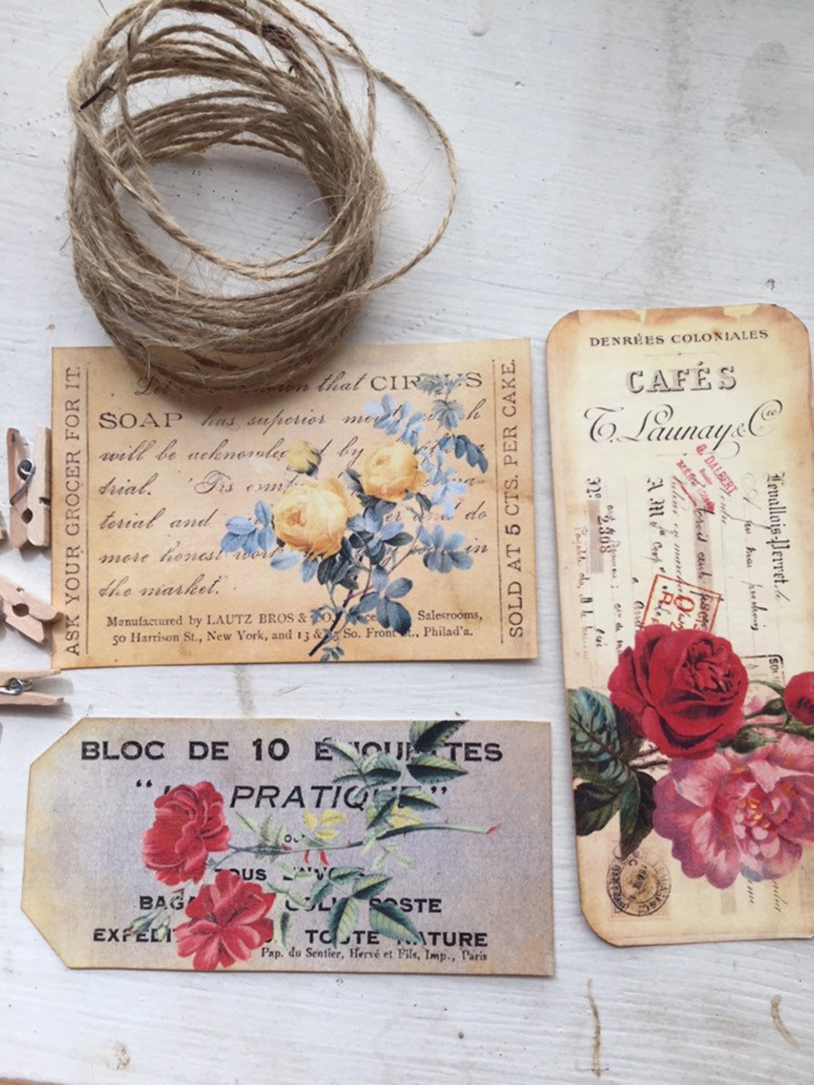 Antique Paper Ephemera Pack 10 Piece Card Stock Handmade Etsy
