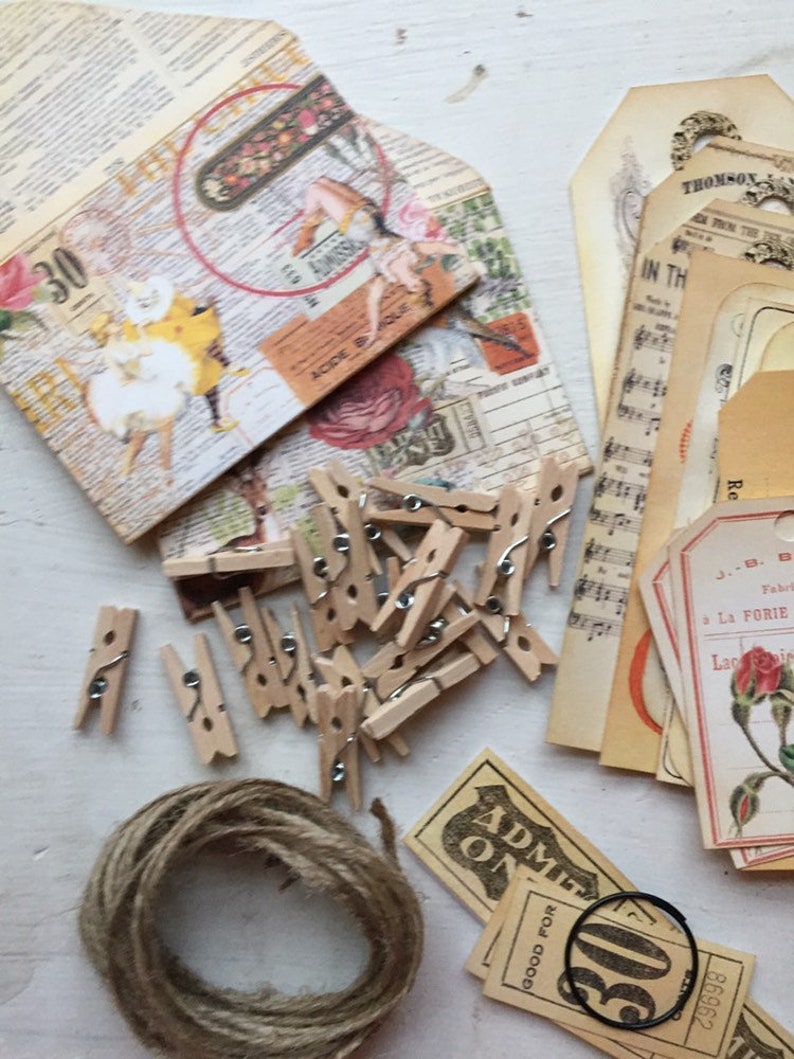 Antique Paper Ephemera Pack 15 Piece Card Stock Handmade Etsy