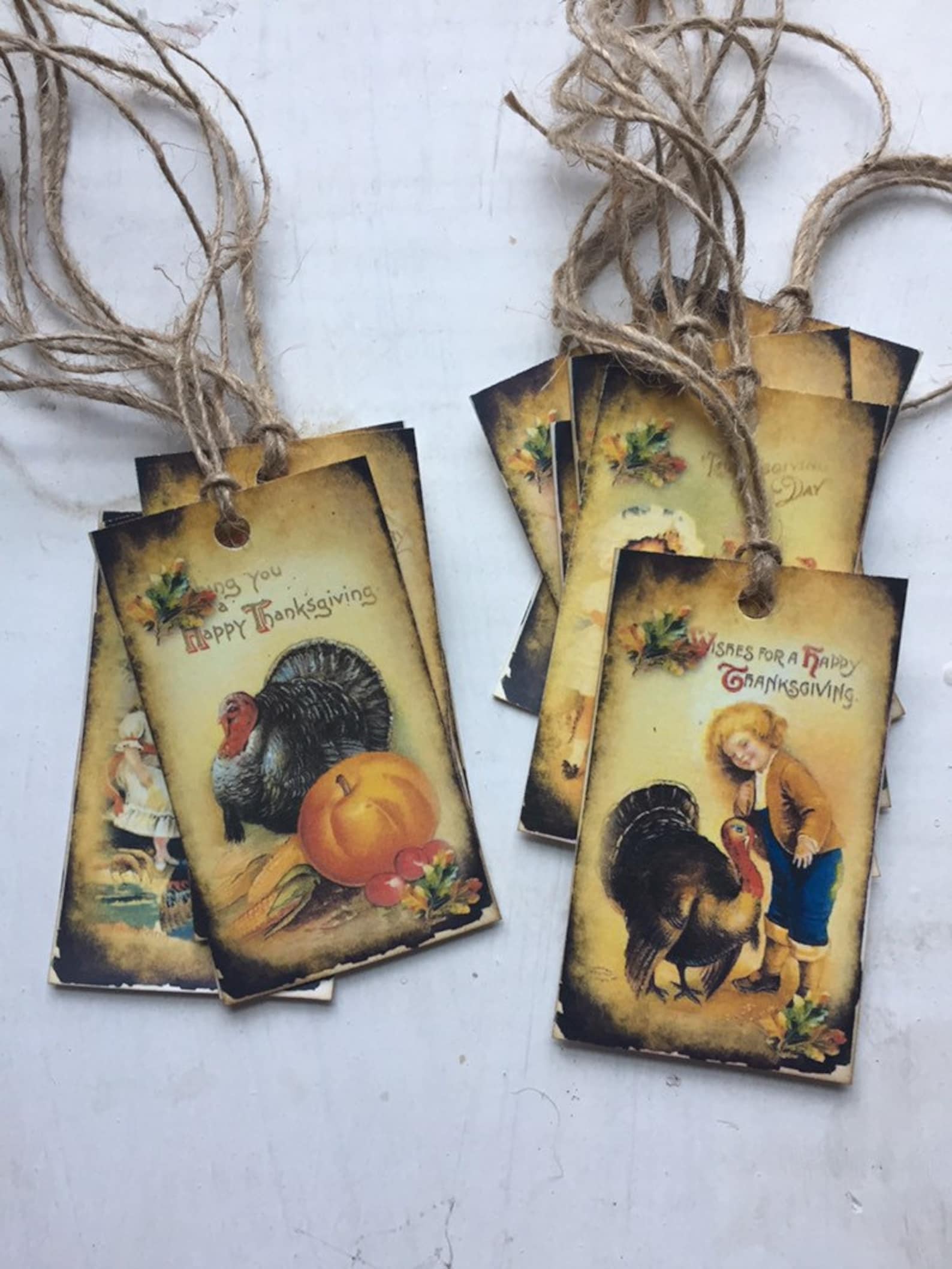 Assorted Primitive Thanksgiving Tags Distressed Thanksgiving Tags