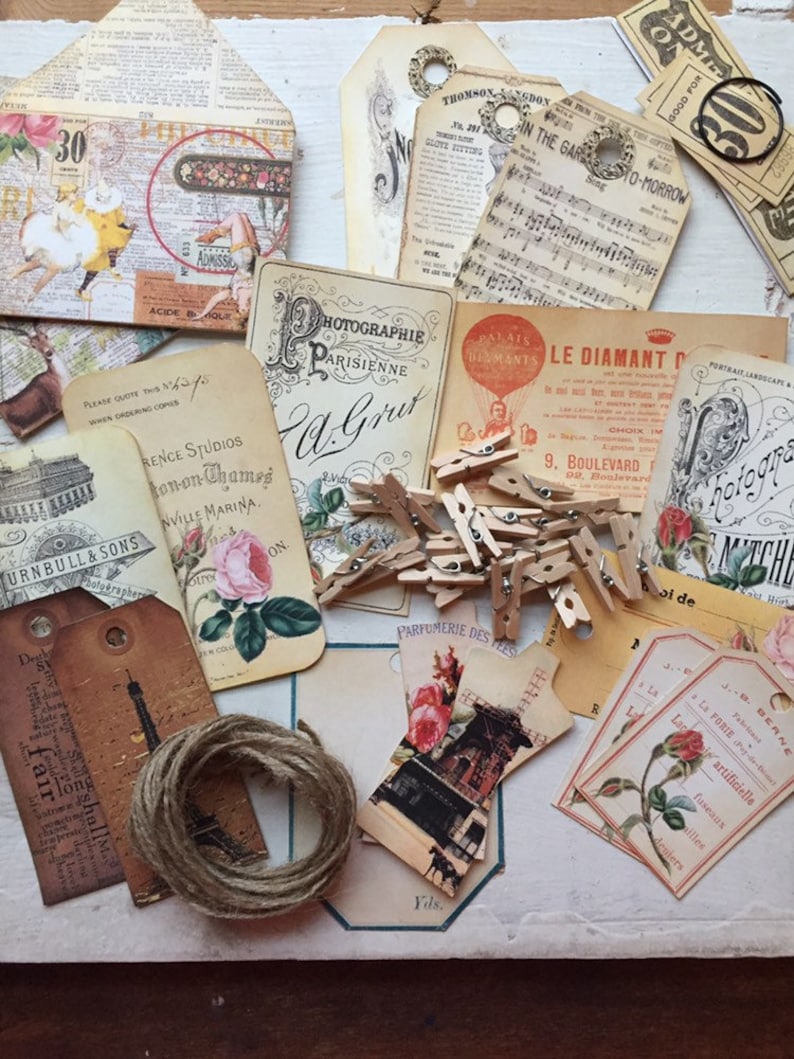 Antique Paper Ephemera Pack 15 Piece Card Stock Handmade Etsy