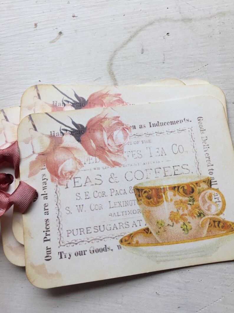 Tea Party Gift Tags, Shabby Chic Tags, Set of 4 - Etsy