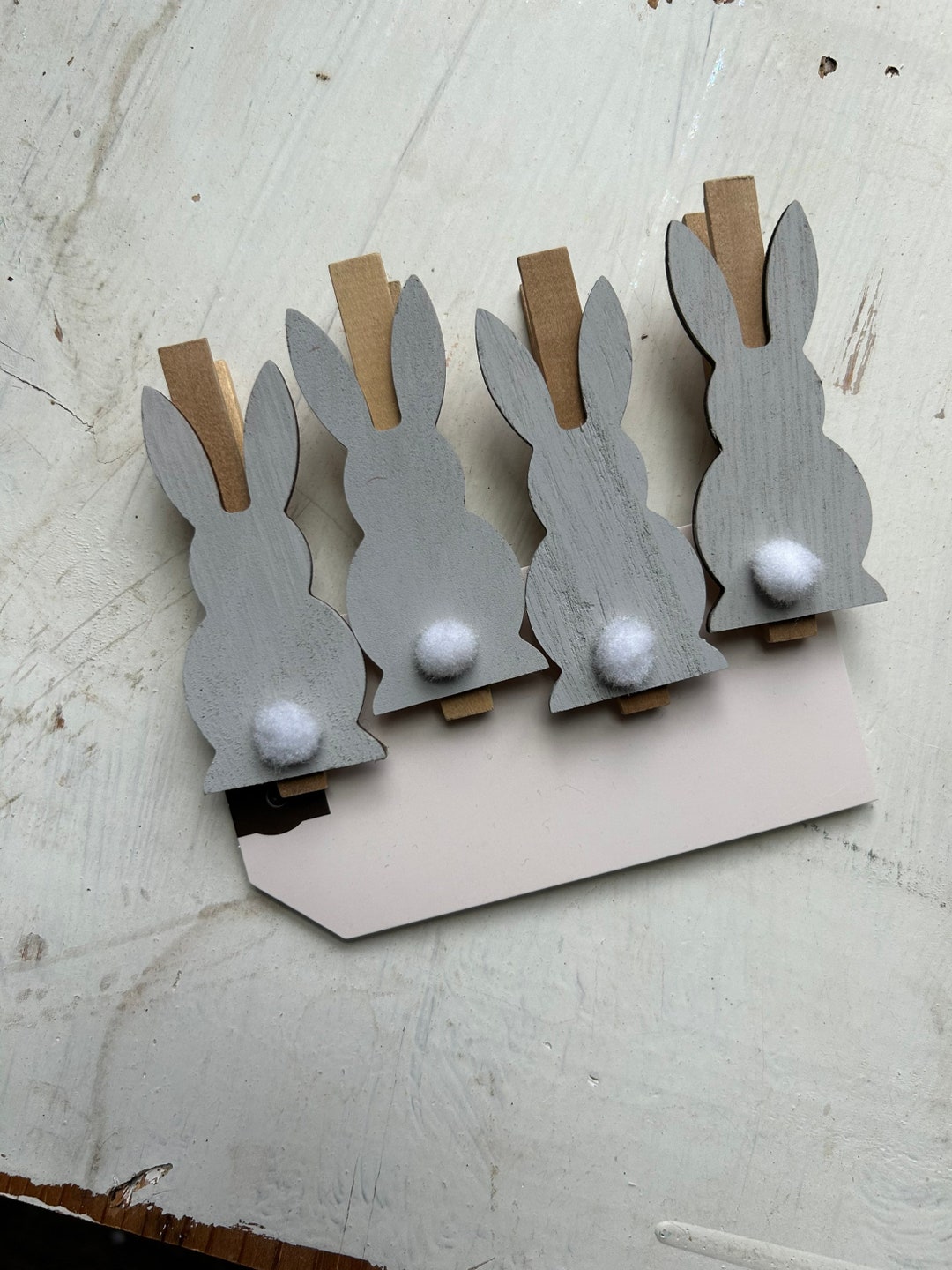 Rabbit Bunny Clothes Pins Farmhouse Gray Clothespins Easter Decorative Clips Memo Clips