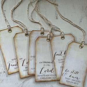 Inspirational Gift Tags Religious Scripture Gift Tags Farmhouse Script Distressed Tags Bookmarks Banners