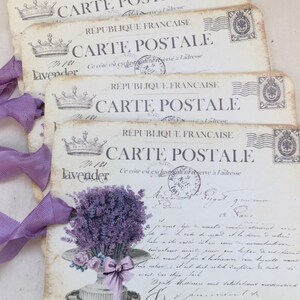 Gift Tags Carte Postale Gift Tags Lavender Flowers Provence FRENCH Inspired Tags French Decor Post Card Tags