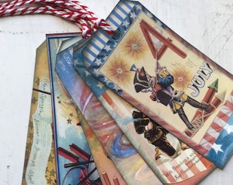 Gift Tags USA American Flag  Patriotic Gift Tags Stars and Stripes Tags Gift Wrap Bookmarks