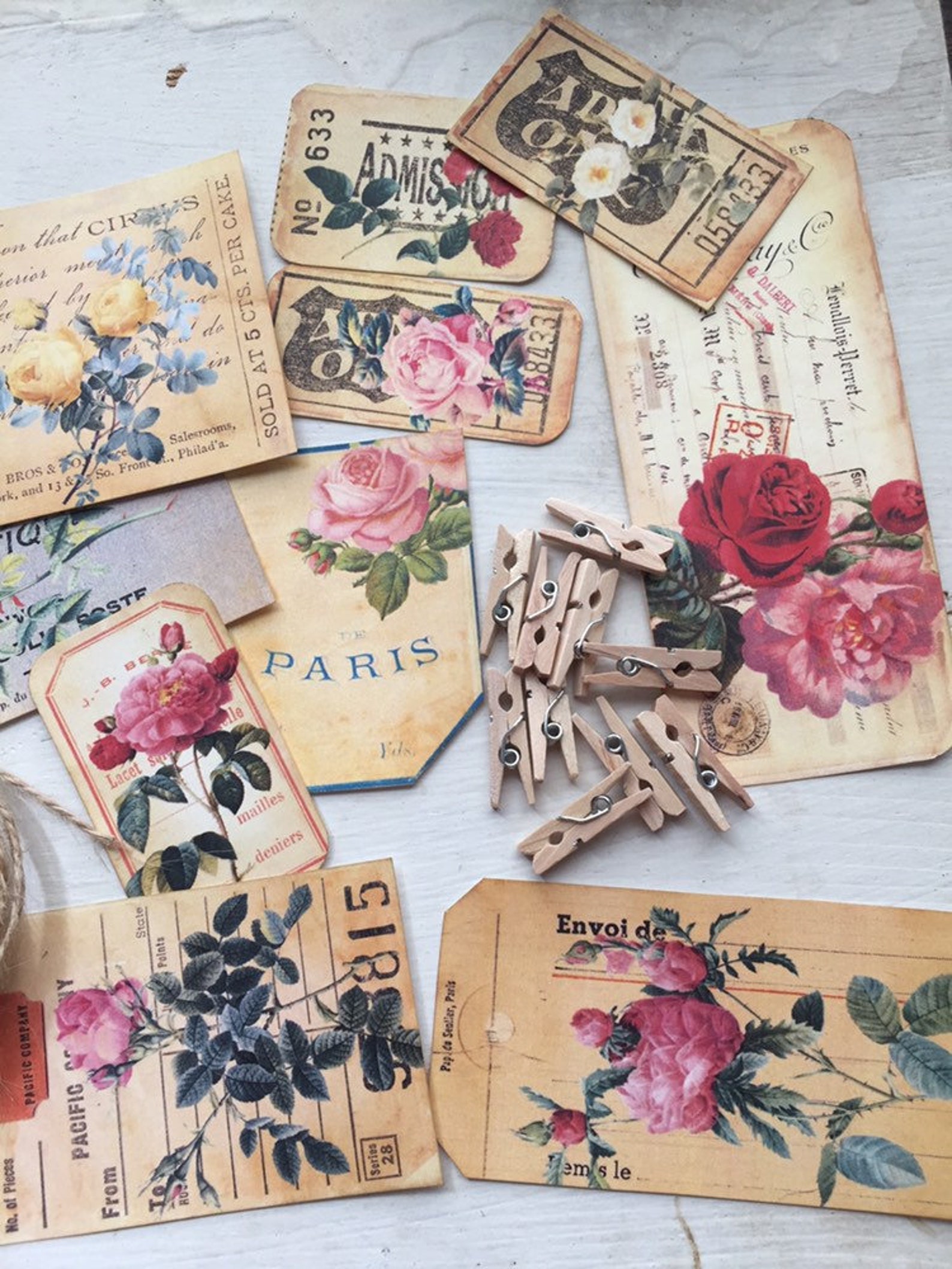Antique Paper Ephemera Pack 10 Piece Card Stock Handmade Etsy