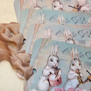 GIFT TAGS Easter Gift Tags Easter Bunny Tags Musical Bunny Tags Easter Basket Tags Spring Tags SpringTime Tags set of 4