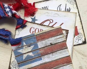 4th of July Gift Tags USA American Flag  Patriotic Gift Tags Stars and Stripes Tags Gift Wrap Bookmarks