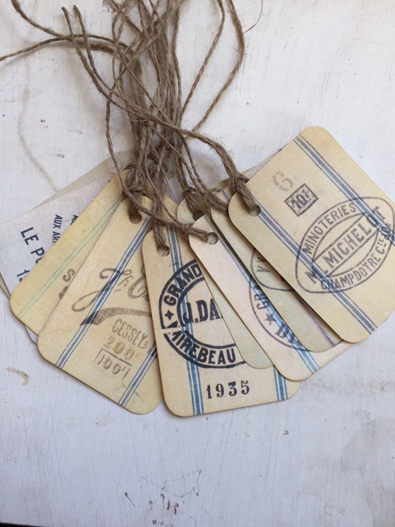 Feed Sack Gift Tags French Grains Flour Sack Tags Farmers Etsy