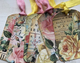 Shabby Chic Floral Gift Tags: Vintage Style, Set of 6