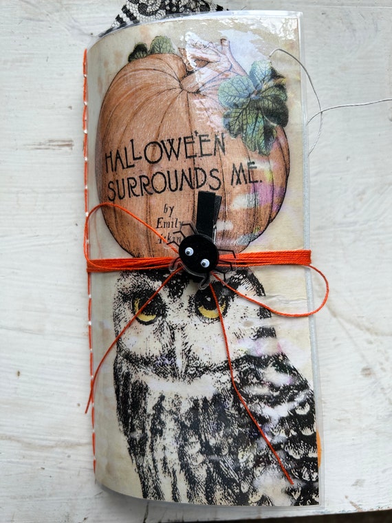 Junk Journal Halloween Tea Stained Handmade Scrapbook Smash Book